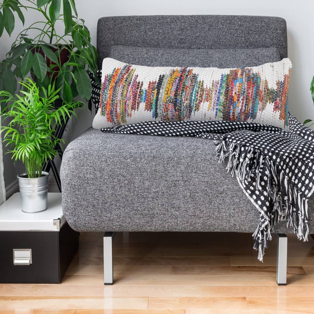 Chantale Geometric Throw Pillow, White/Multi: White/Multi / 14" x 36" / Poly Filled - Decor Addict, LLC