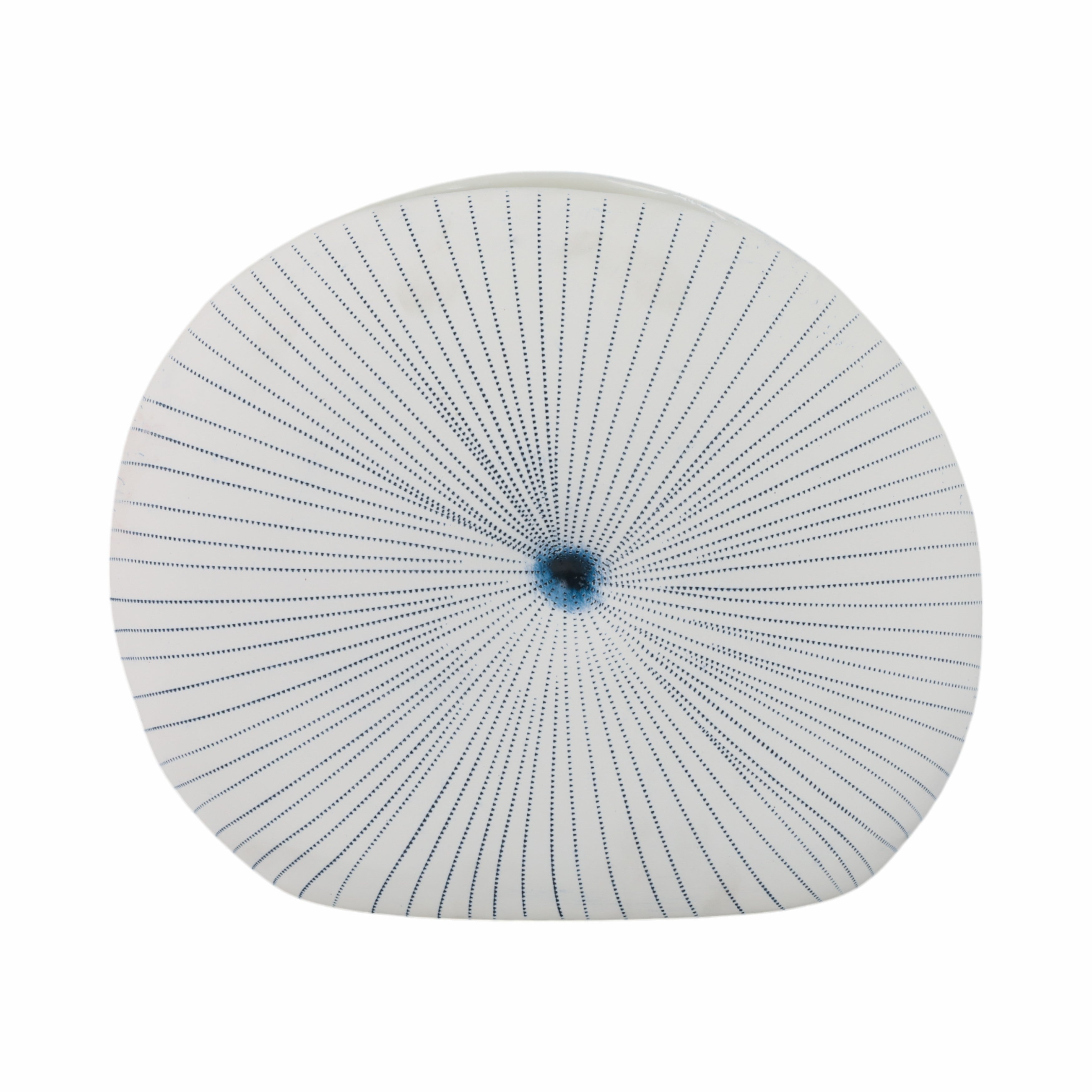 14x12" Round Dotted Shell Vase, White/blue - Decor Addict, LLC