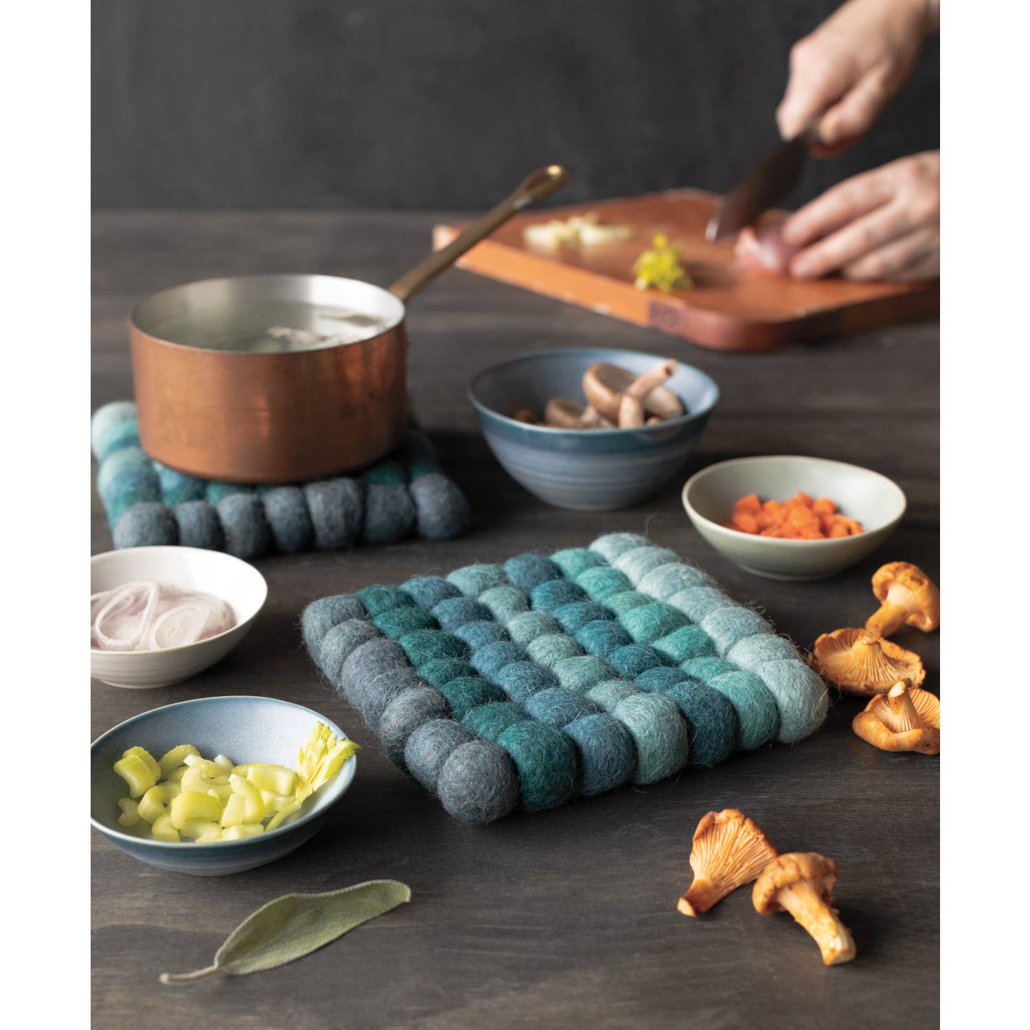 Lagoon Recycled Wool Felt Dot Trivet - Decor Addict, LLC