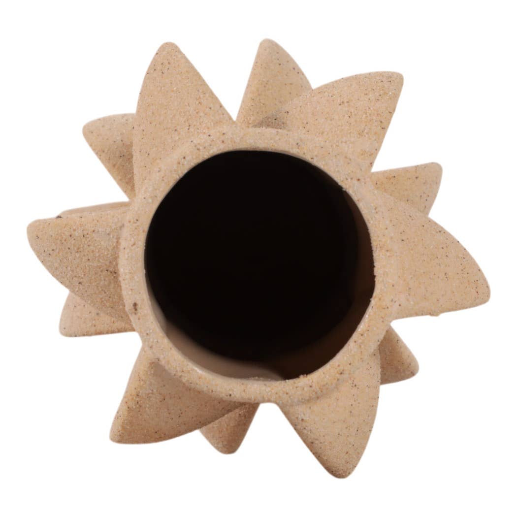 Decorative Vase - Tan Ceramic 3D Printed Textured, 11 in. - Decor Addict, LLC