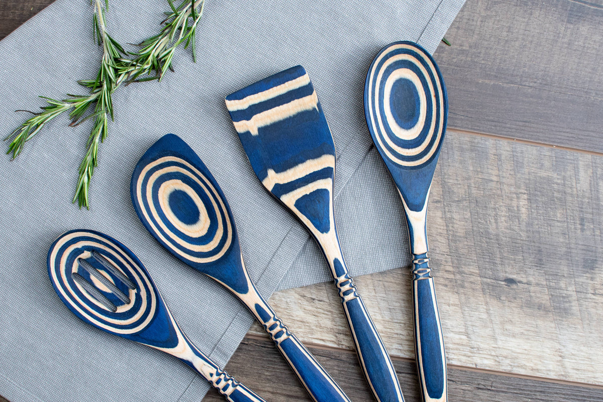 12" Blue Pakka Wood Corner Spoon