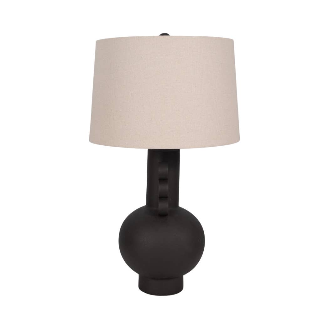 Black 30 in. Ceramic Novelty Eared Totem Table Lamp - Decor Addict, LLC