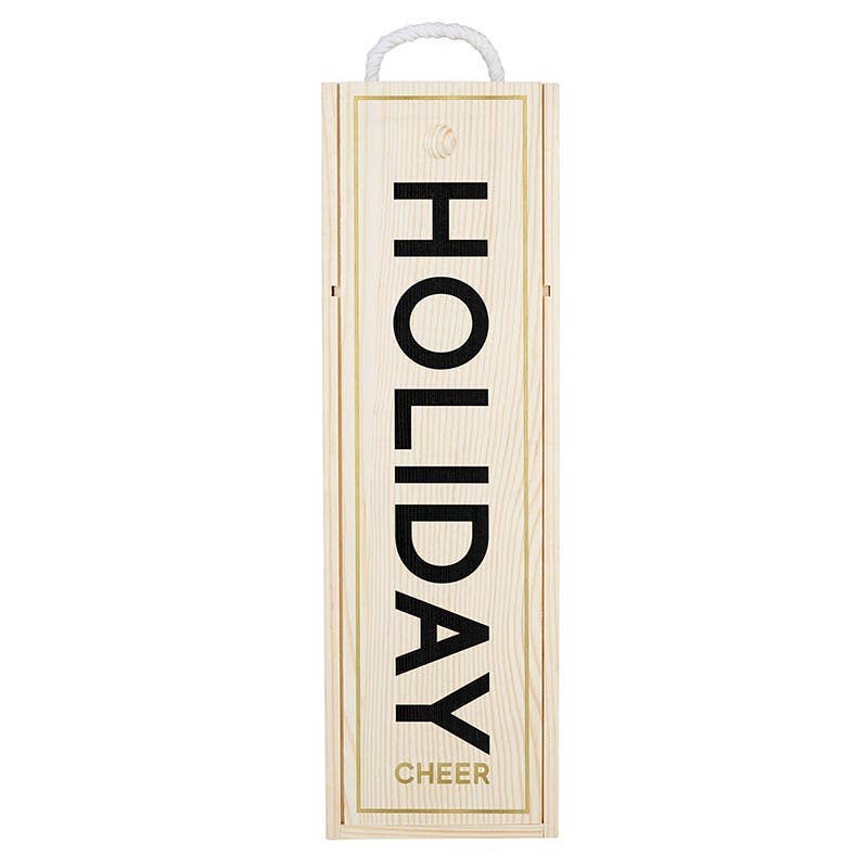 Wood Wine Box - Holiday Cheer - Decor Addict, LLC