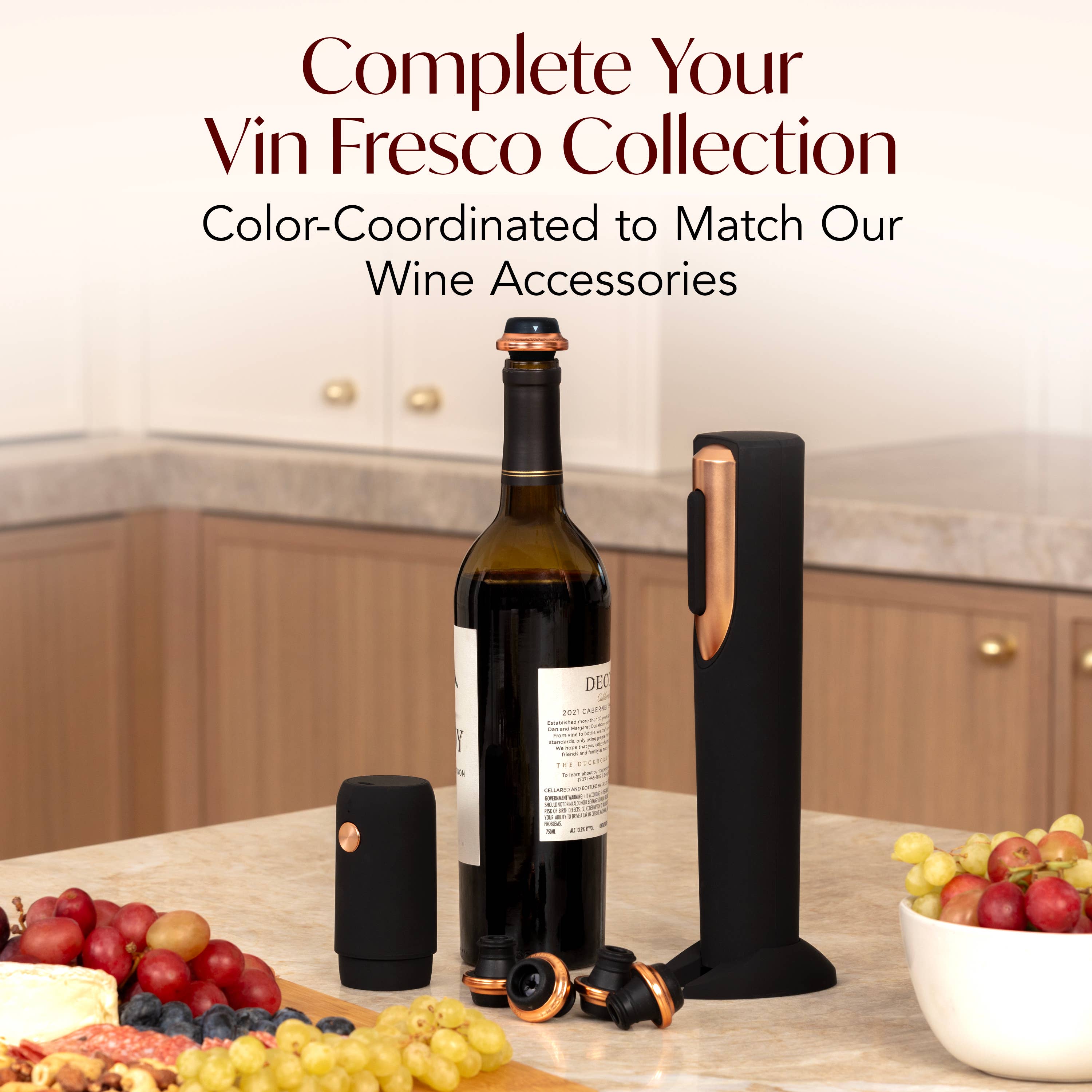 Vin Fresco Electric Wine Opener, Battery-Powered Corkscrew: Black & Silver - Decor Addict, LLC