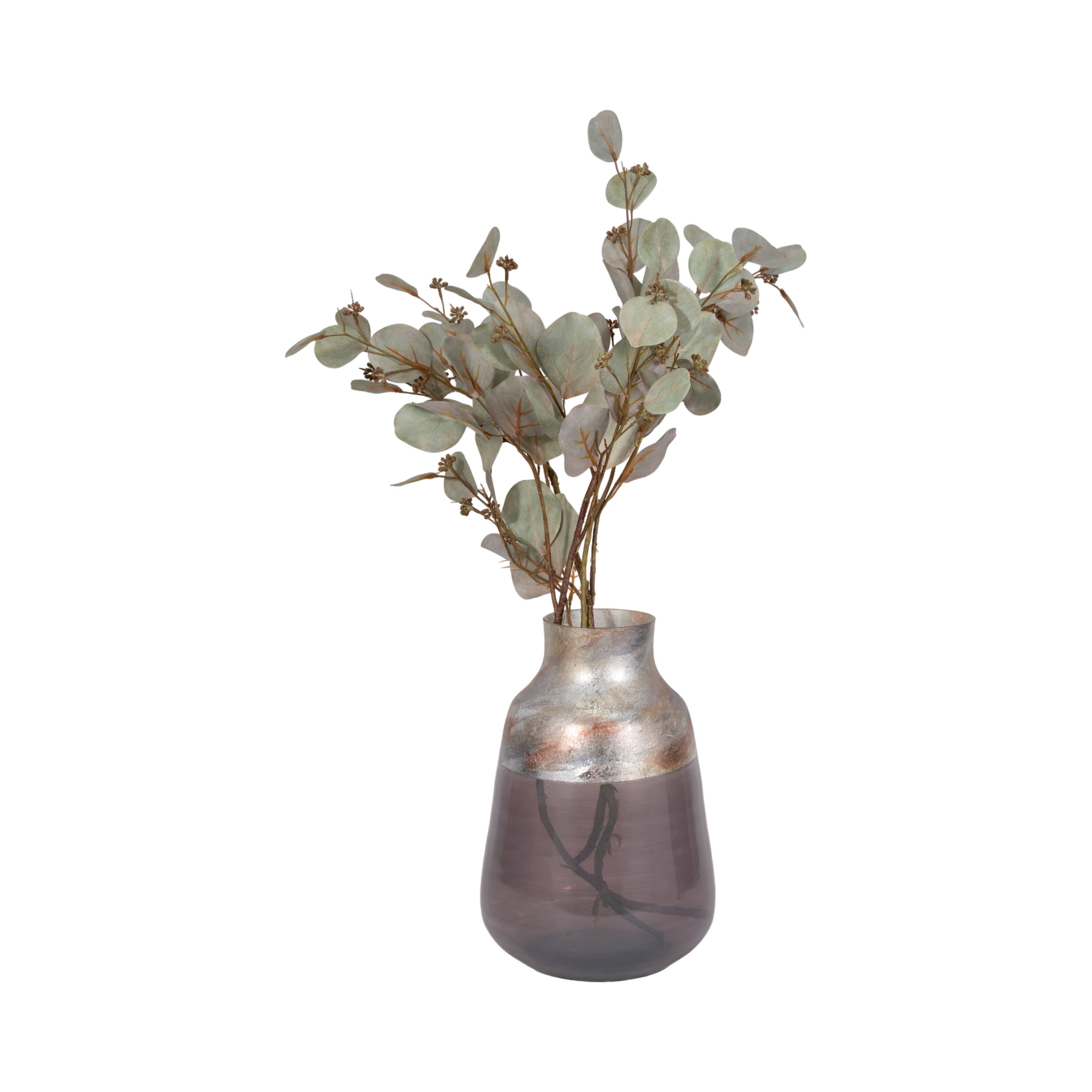 Glass Modern 2-Tone Tapered Body Vase - Gray, 12 in. - Decor Addict, LLC