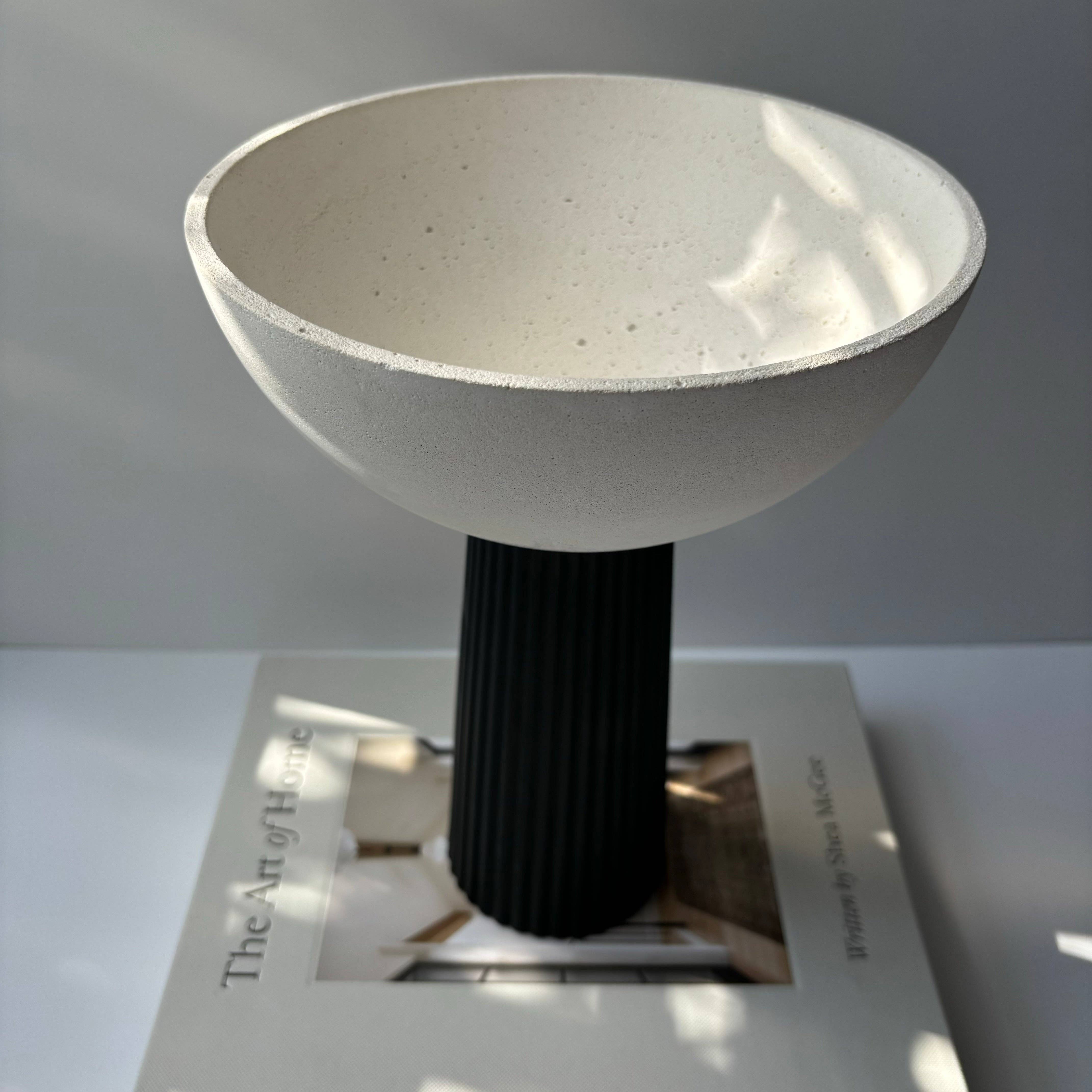 Leo - Pedestal Bowl | Concrete Decorative Bowl: Black & White - Decor Addict, LLC