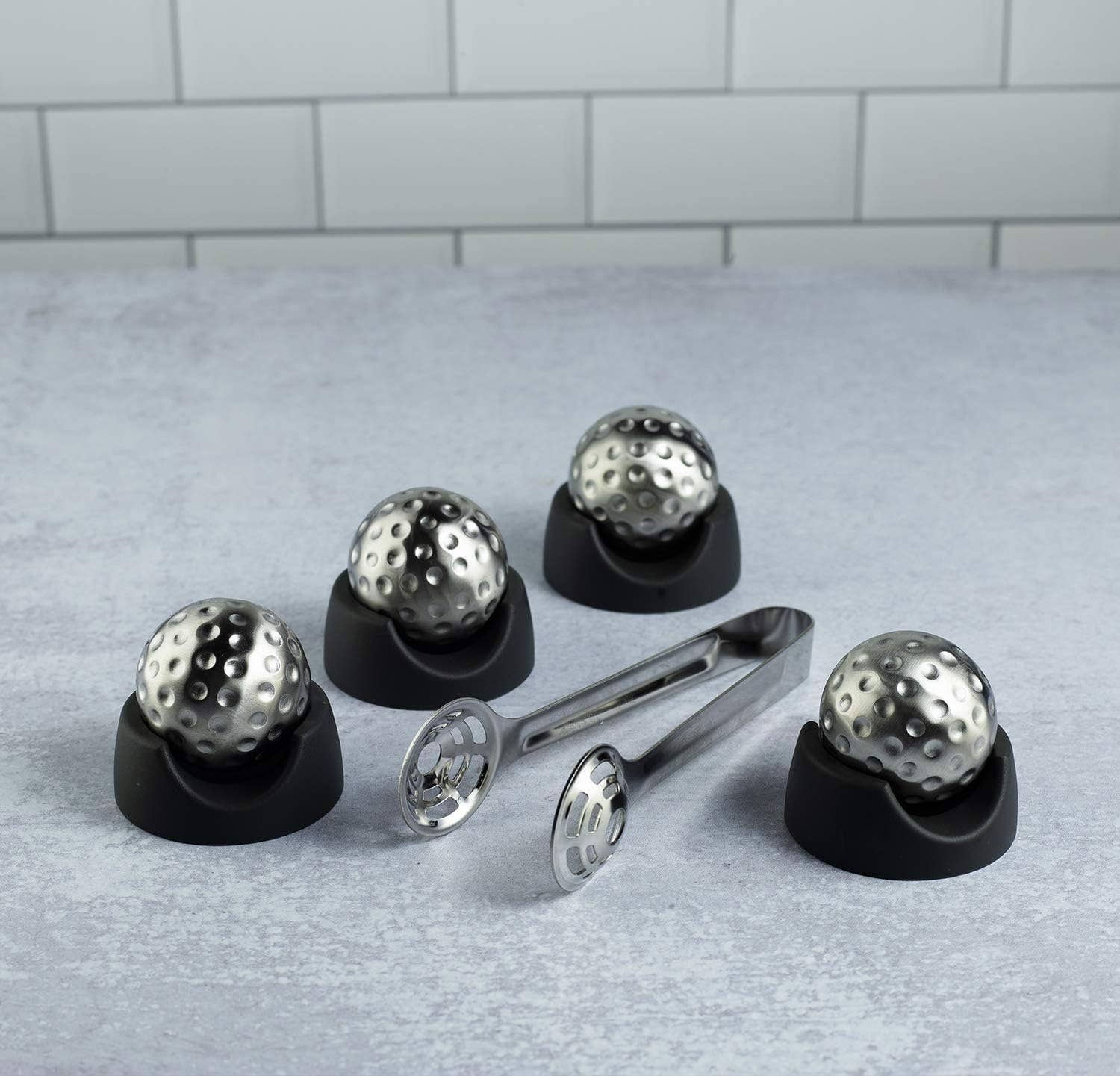 Golf Ball Shaped Stainless Steel Whiskey Stones, 4 Stones - Decor Addict, LLC