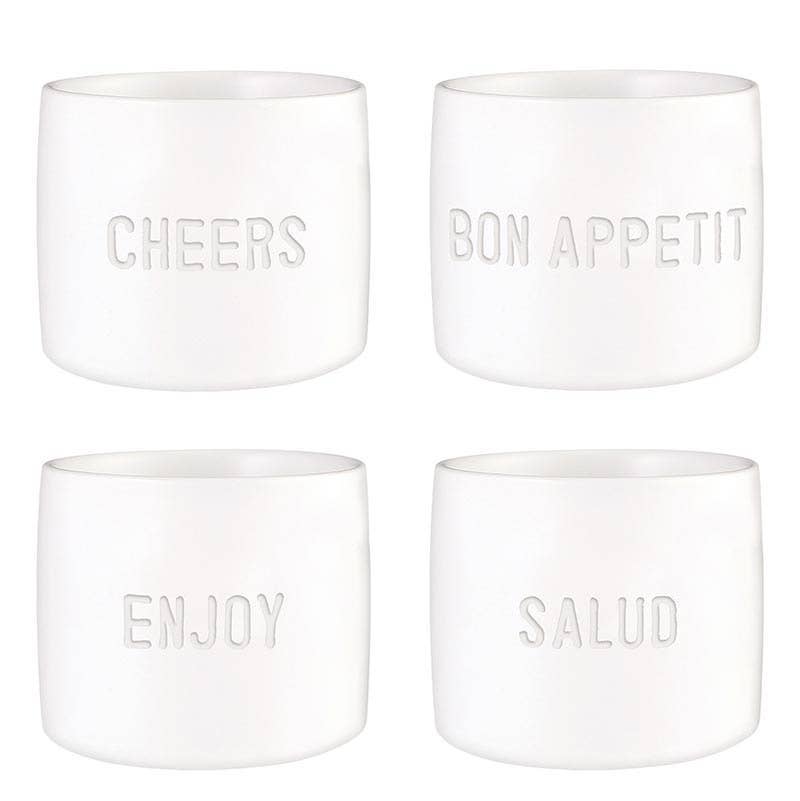 Face To Face Ceramic Napkin Rings - Bon Appetit - Set of 4 - Decor Addict, LLC
