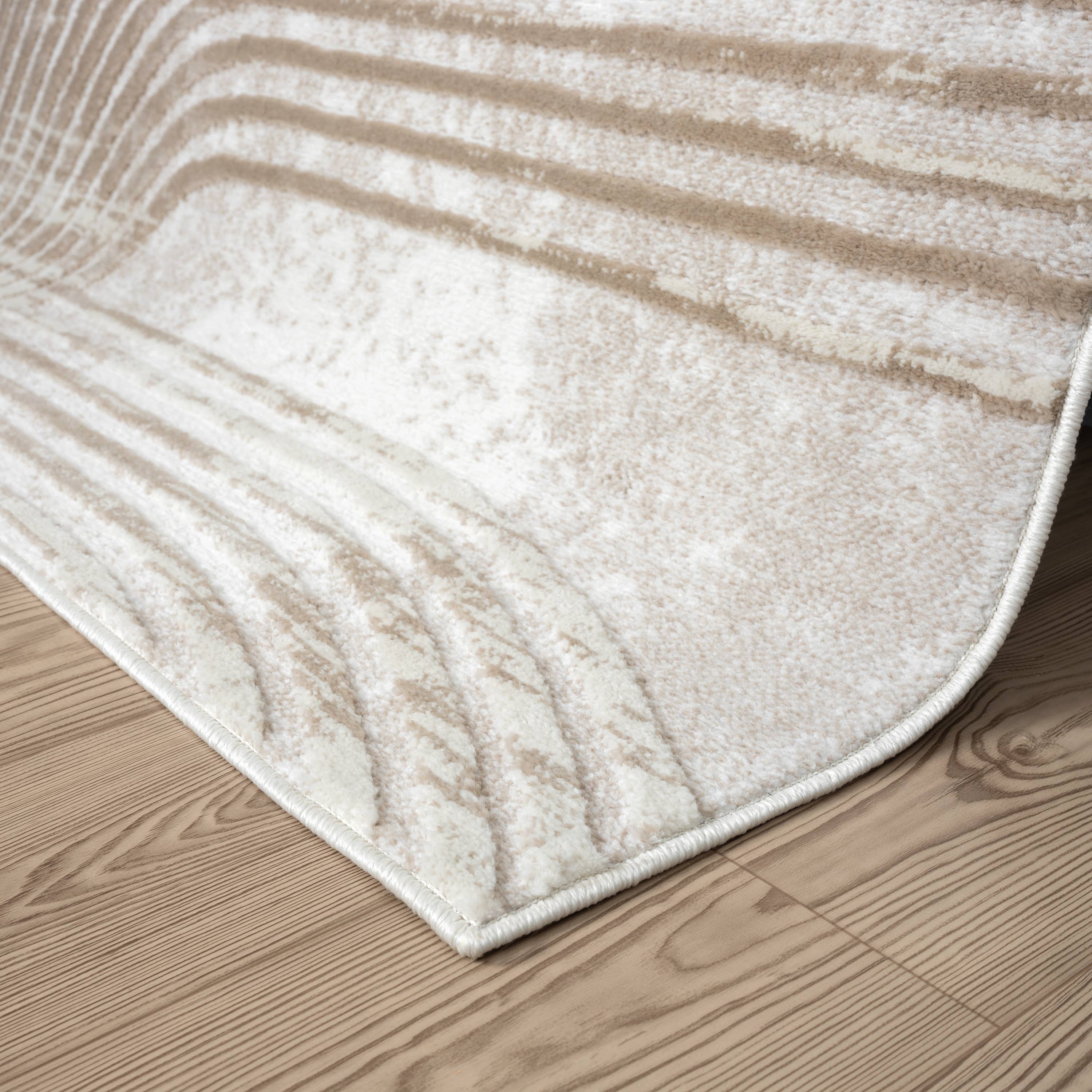 Abani Viva Neutral Cream Mid-Century Modern Area Rug: 2' x 3' - Decor Addict, LLC