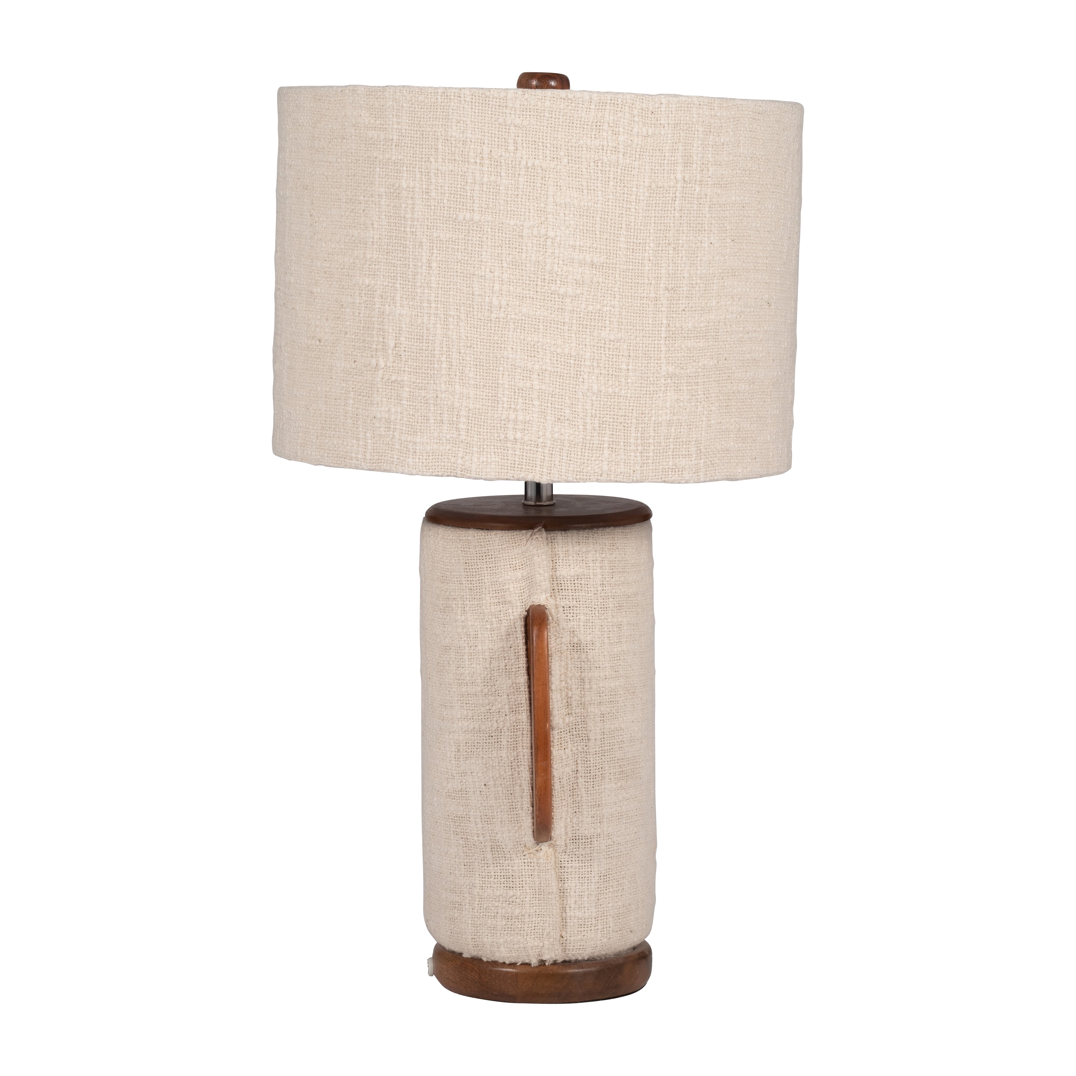 24" Ecomix Fabric Lamp With Wood, Ivory - Decor Addict, LLC