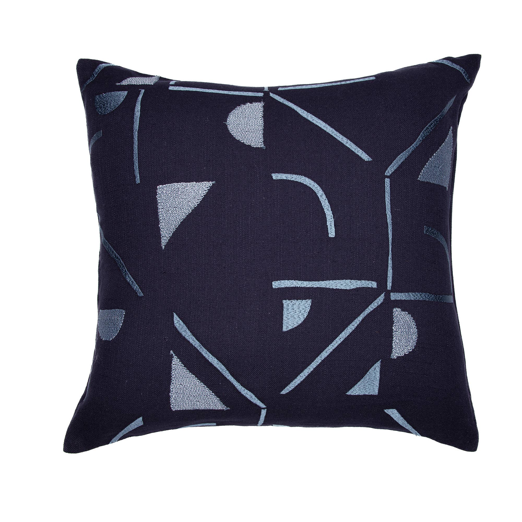 Contemporary Geometric Hand Woven Throw Pillow: Denim Blue / 20" x 20"