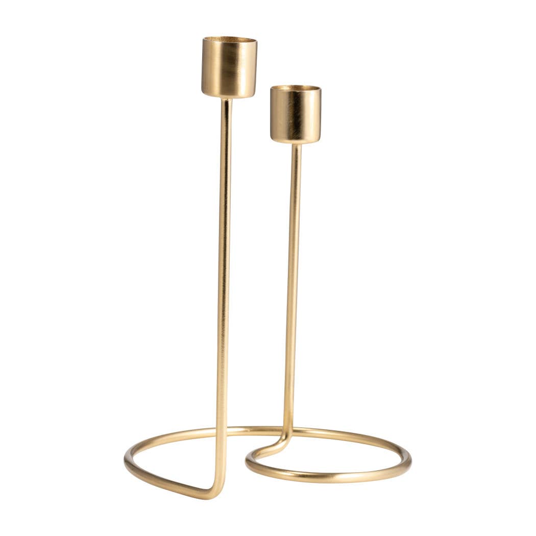 Metal Modern Open-Frame Dual Candle Holder - Gold, 8 in. - Decor Addict, LLC
