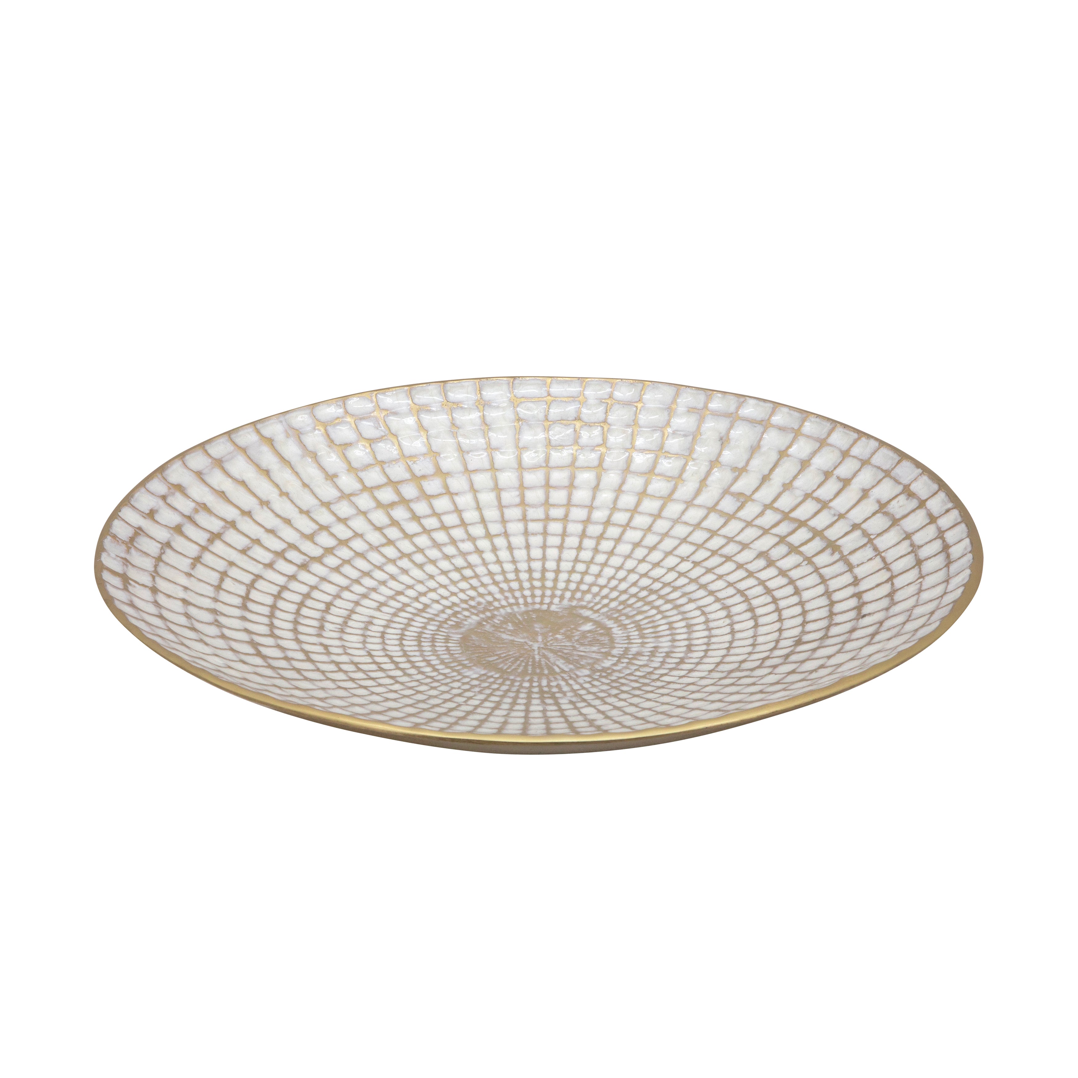 S/2 Metal 18/21" Round Plates, Ivory/champagne - Decor Addict, LLC