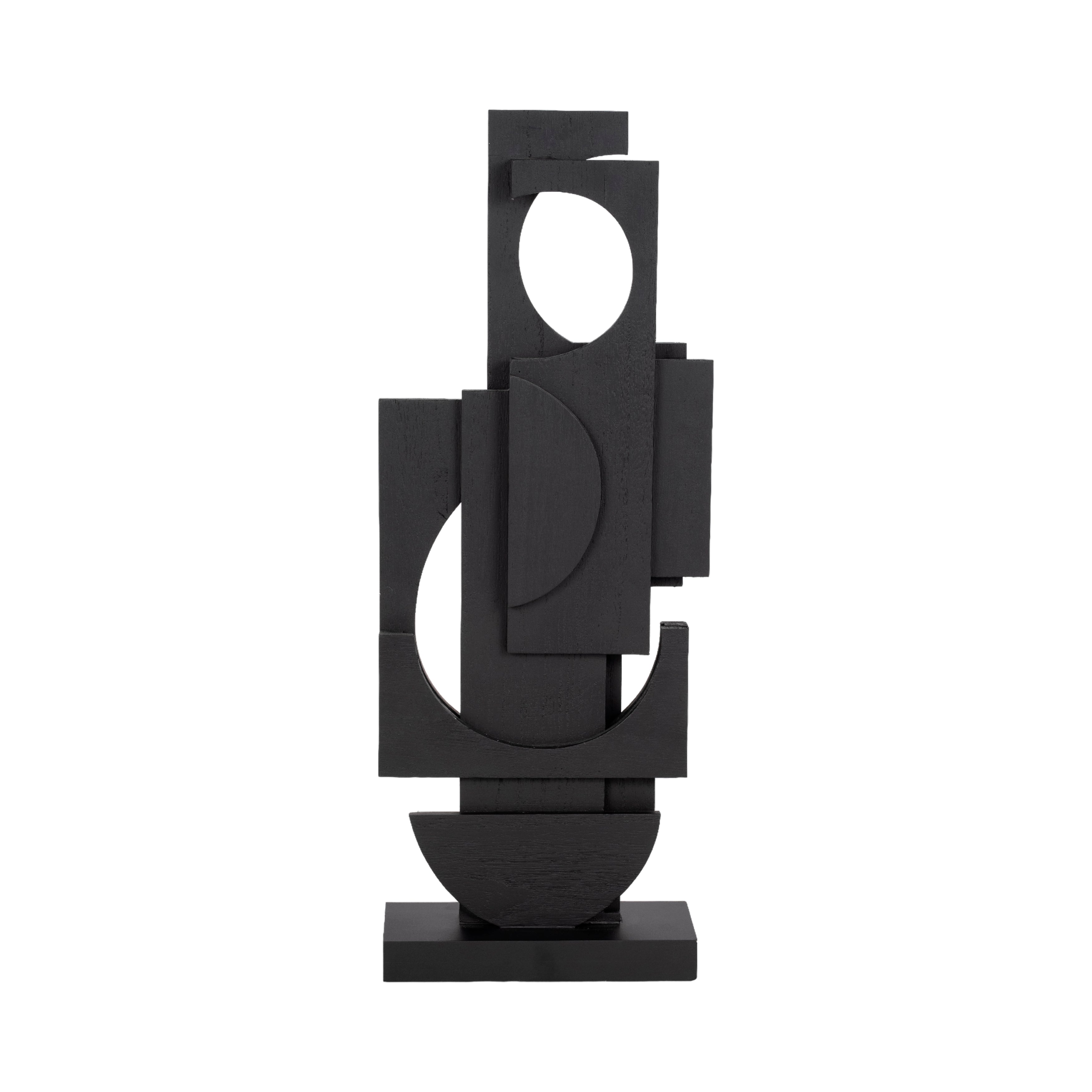 24" Modern Stacked Sculpture, Black - Decor Addict, LLC