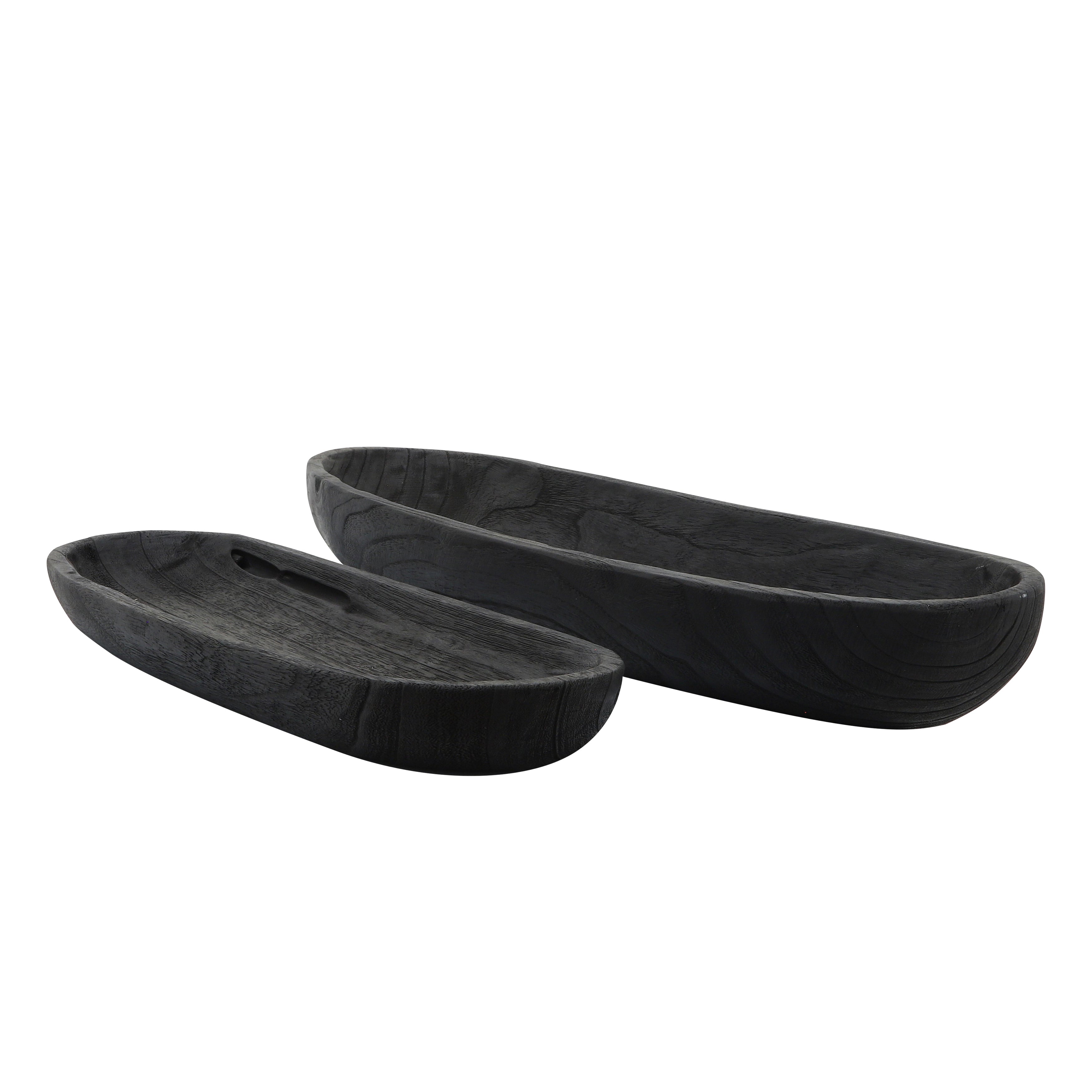 S/2 18/24" Wood Decor Plates, Black - Decor Addict, LLC