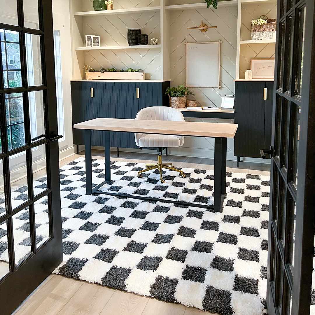 Atira Black & White Checkered Area Rug - Decor Addict, LLC