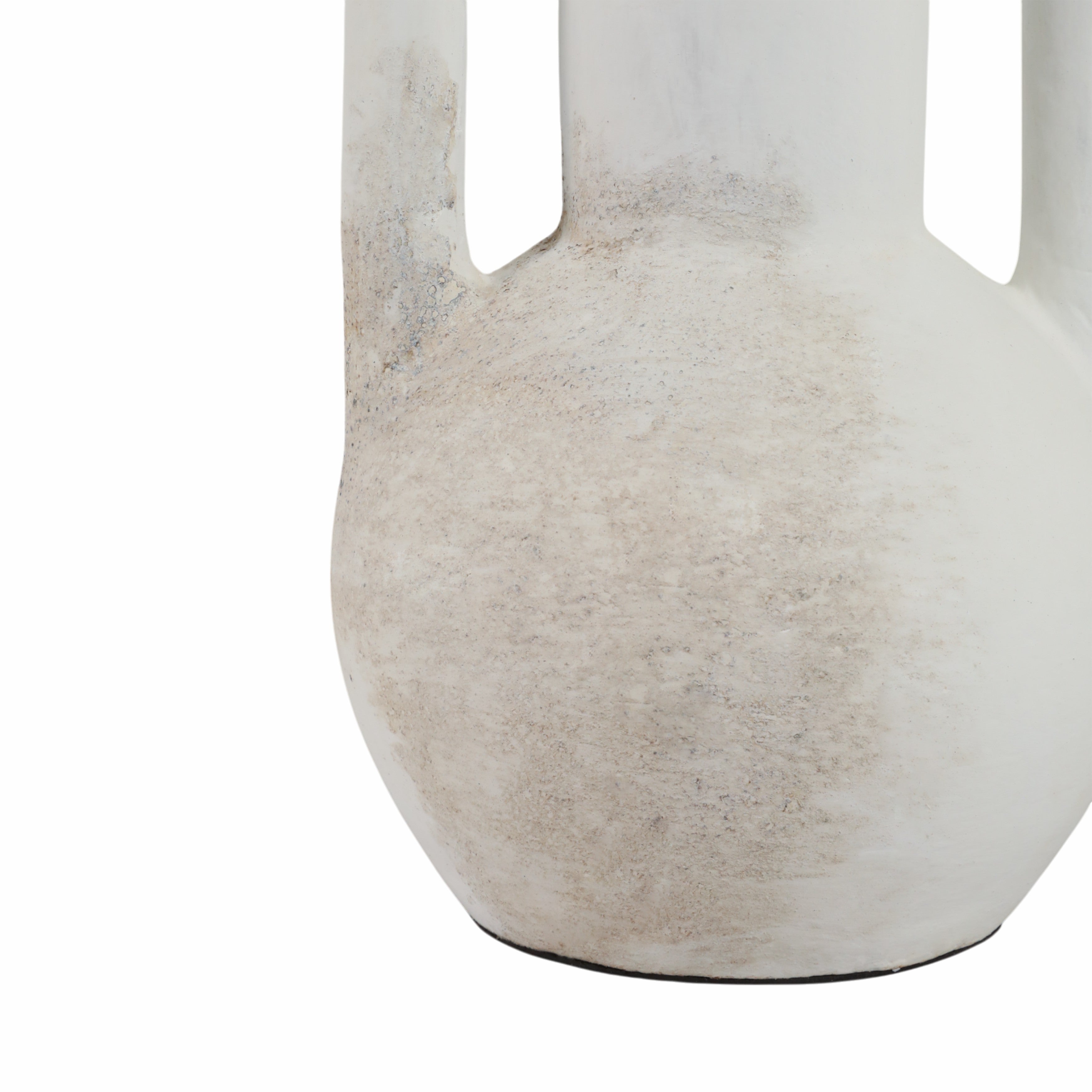19" Asymmetrical Eared Terracotta Btl Vase, White - Decor Addict, LLC