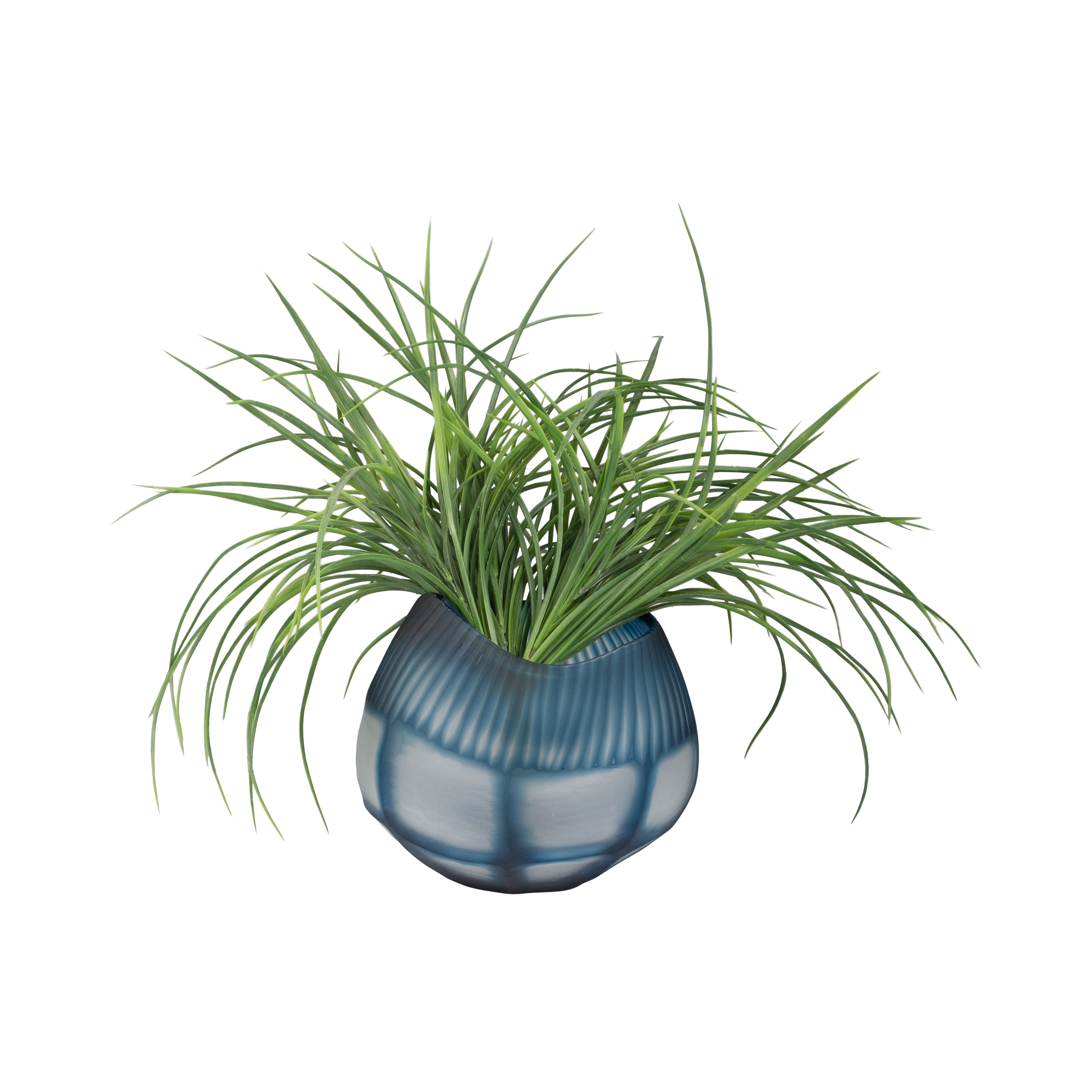 Glass, 9" Carved Bowl Blue - Decor Addict, LLC