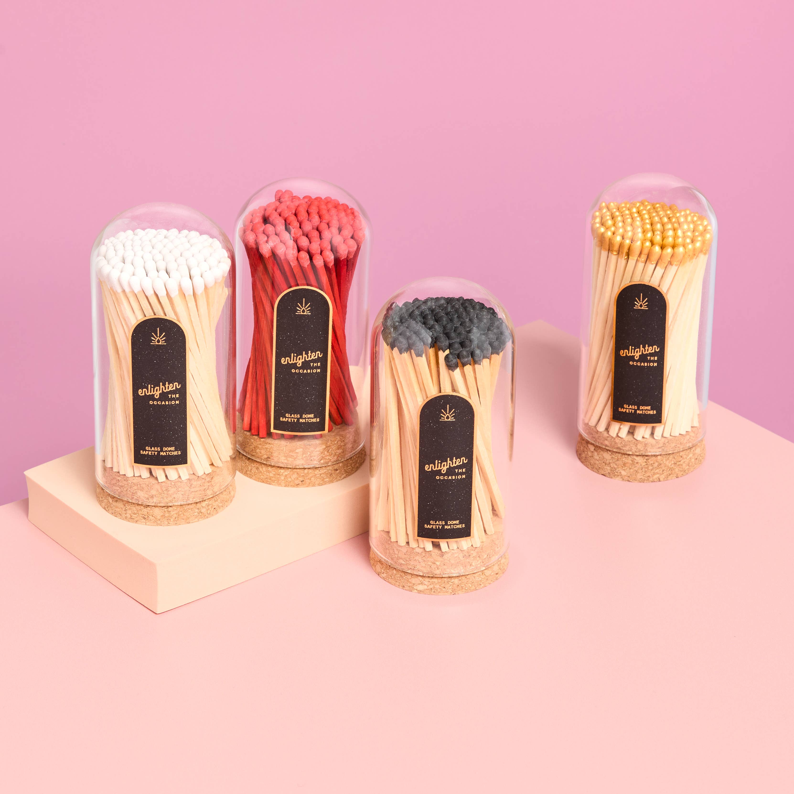 Gold Wooden Matchsticks in Glass Corked Dome - Decor Addict, LLC