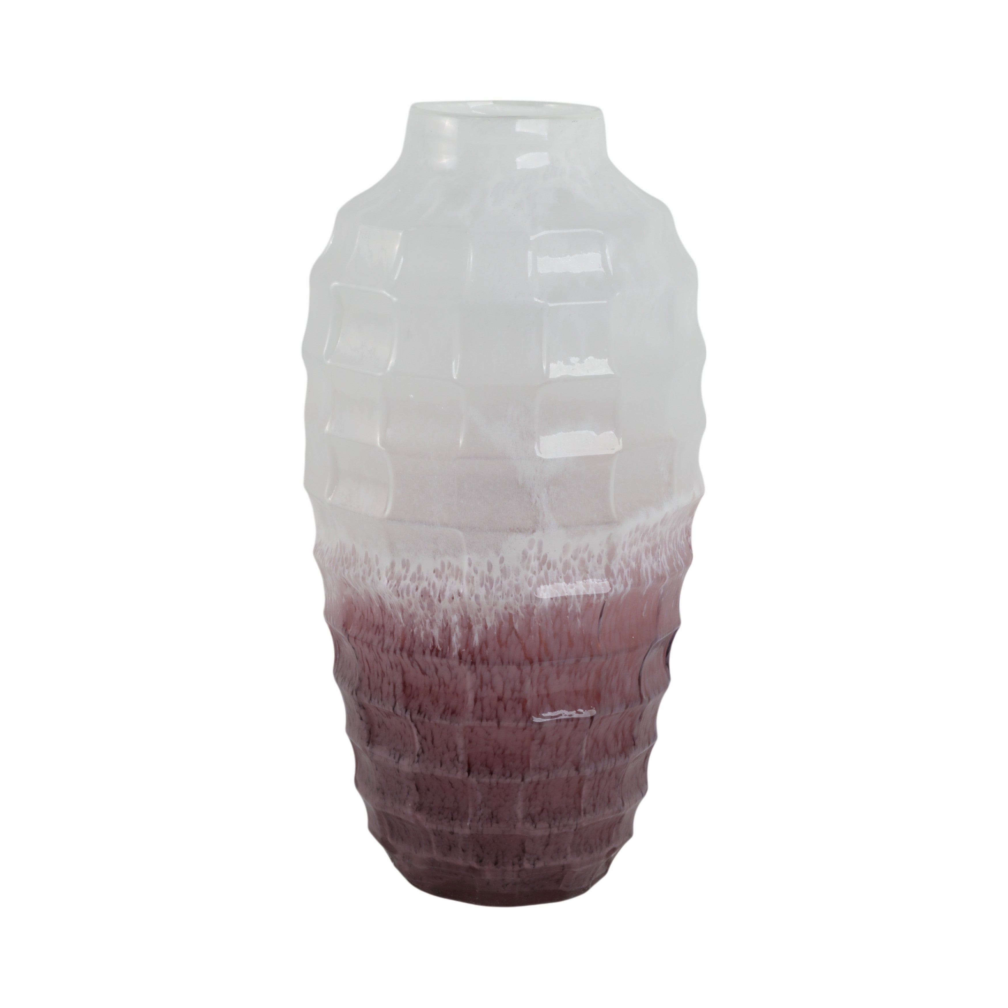Glass, 16"h 2-tone Vase, Blush - Decor Addict, LLC