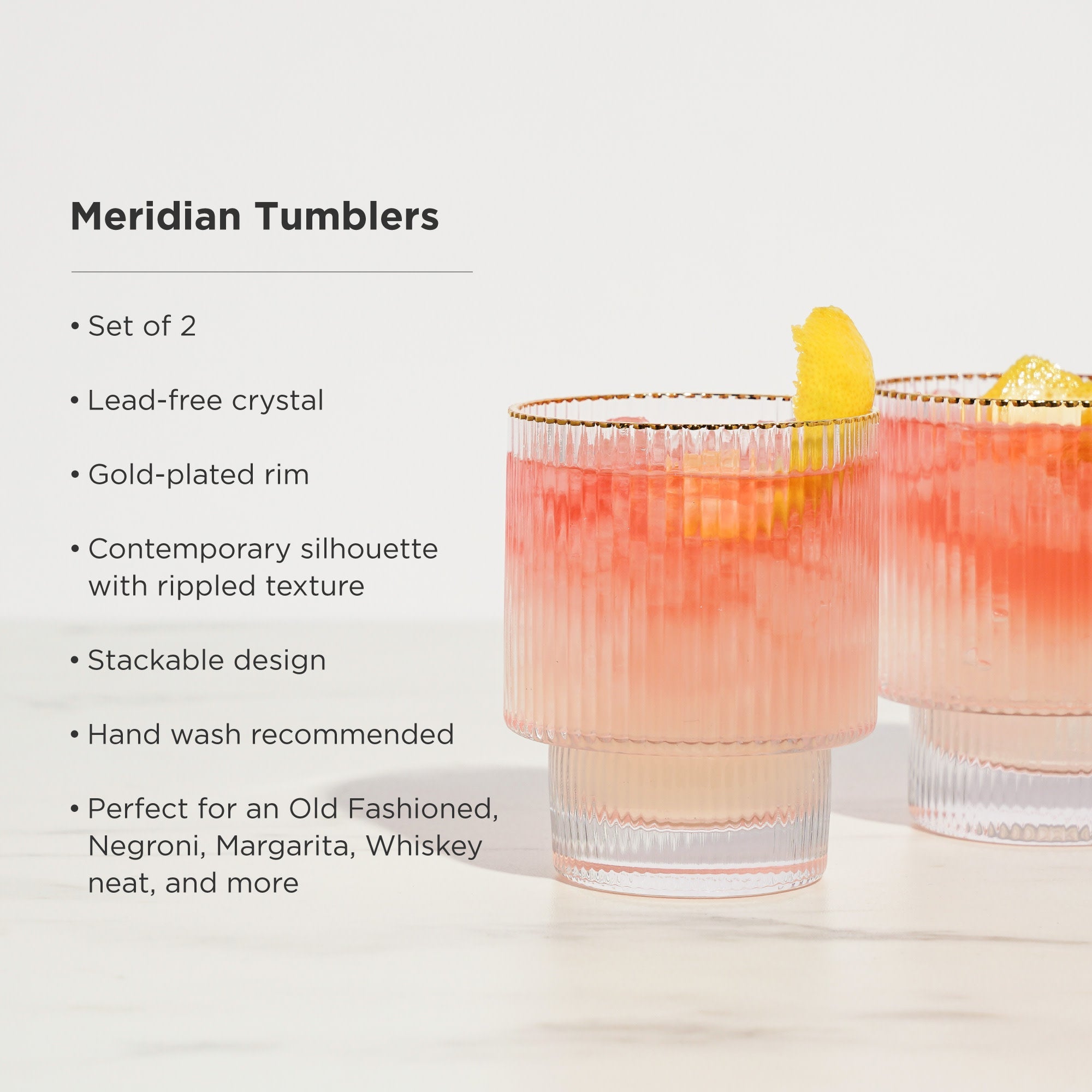 Meridian Crystal Tumblers Set of 2 - Decor Addict, LLC