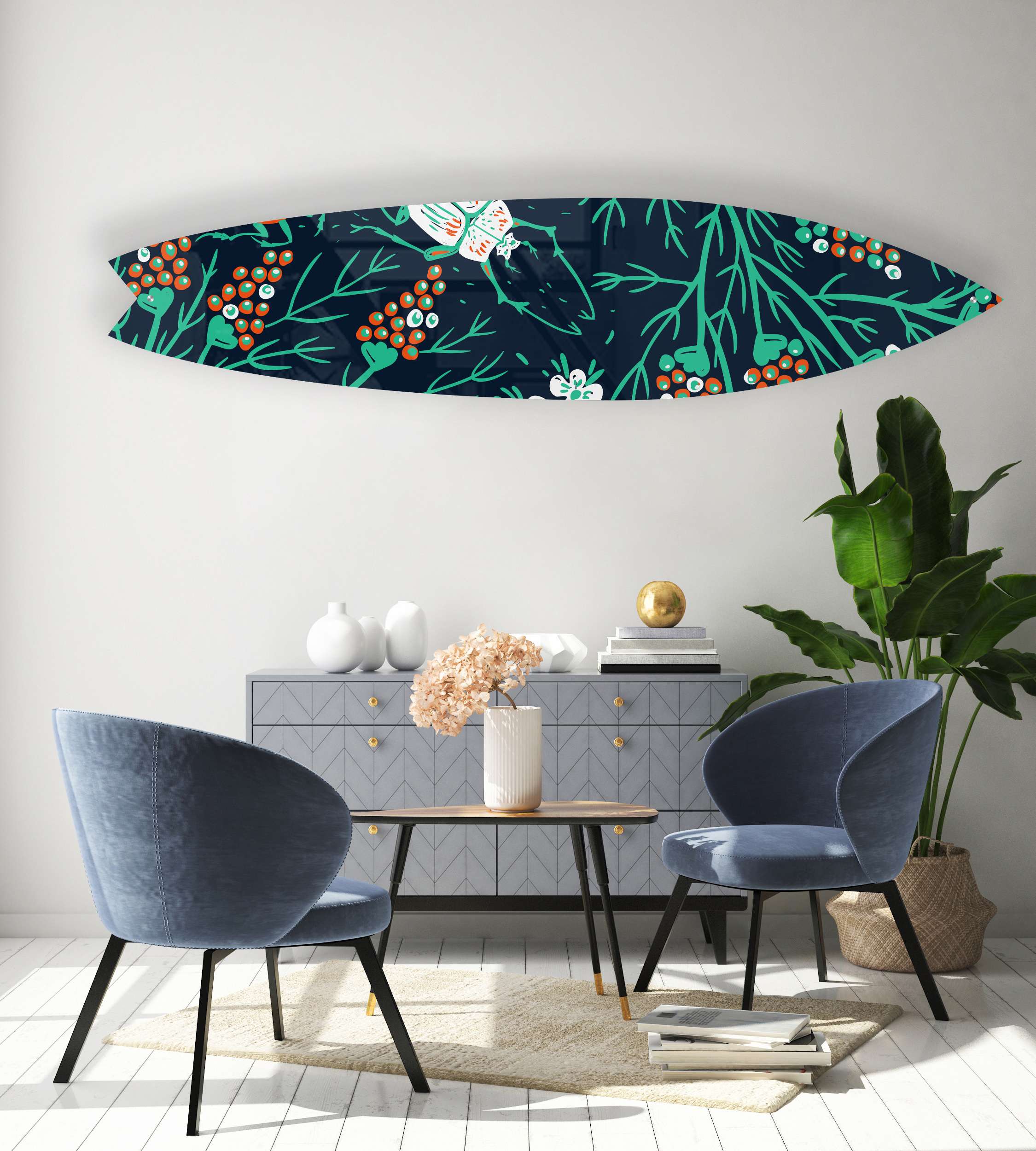 Blooms and Bugs Acrylic Surfboard Wall Art - Decor Addict, LLC