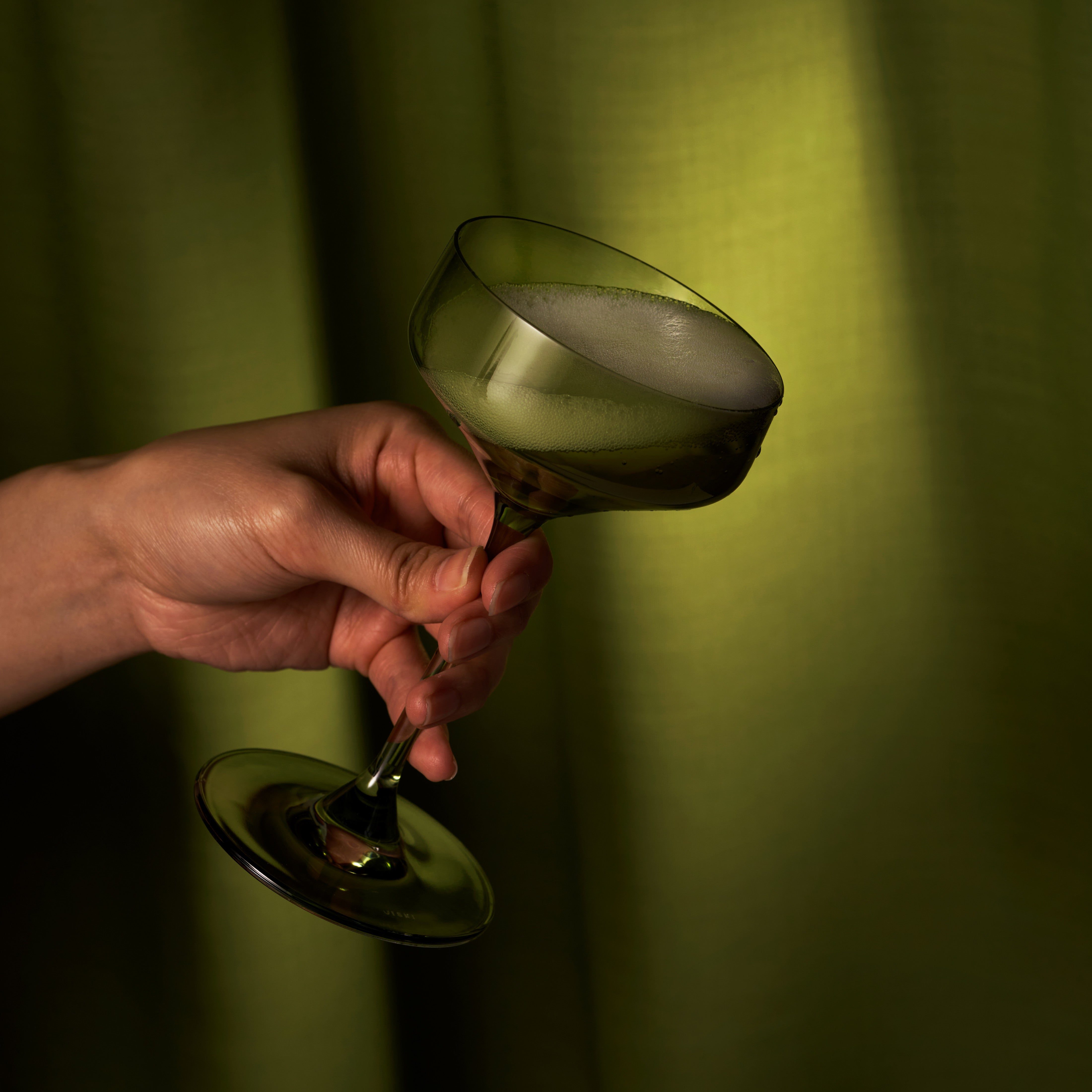 Reserve Nouveau Crystal Coupe Glasses in Sage Set of 2 - Decor Addict, LLC