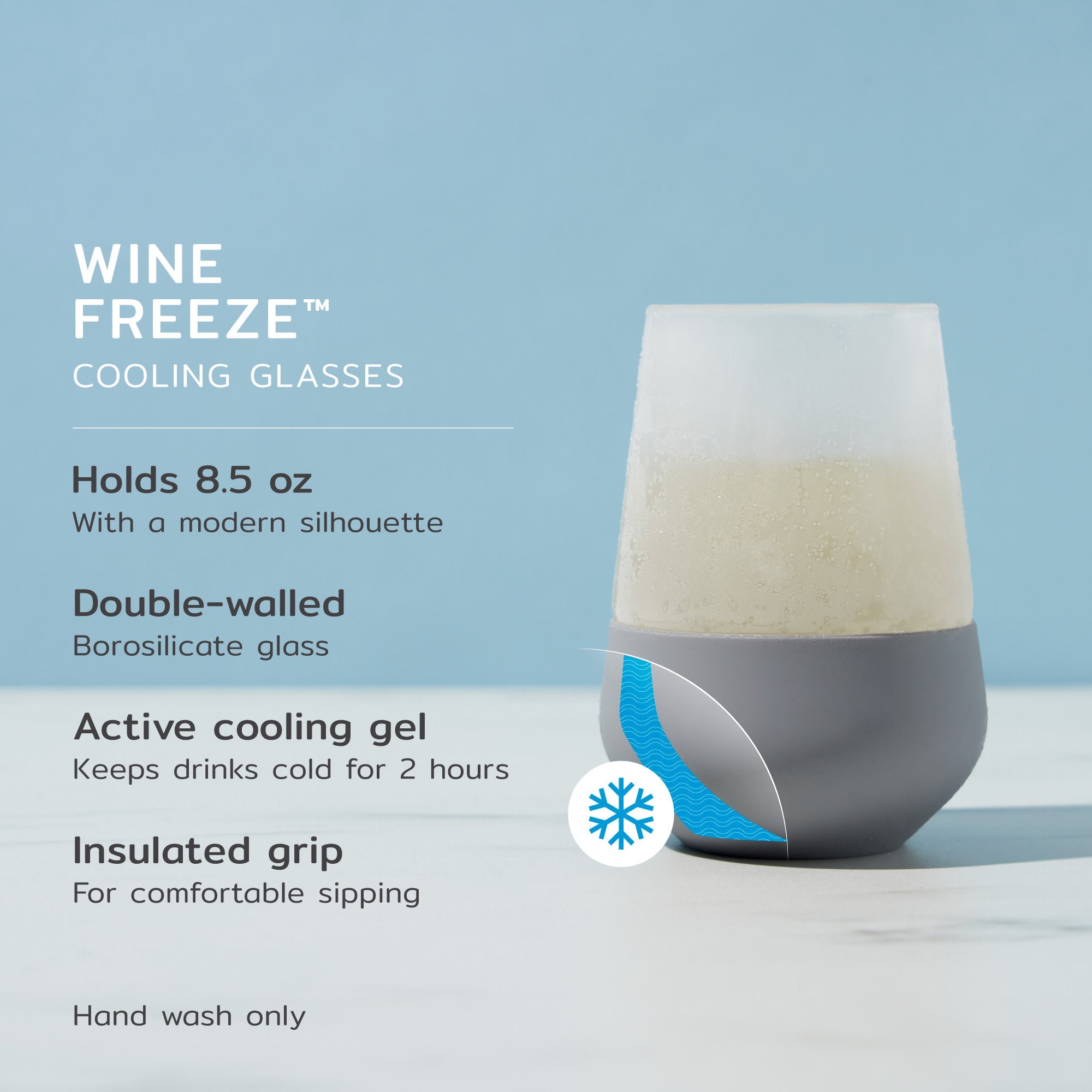 Glass Wine FREEZE™ in Gray, Set of 2 - Decor Addict, LLC