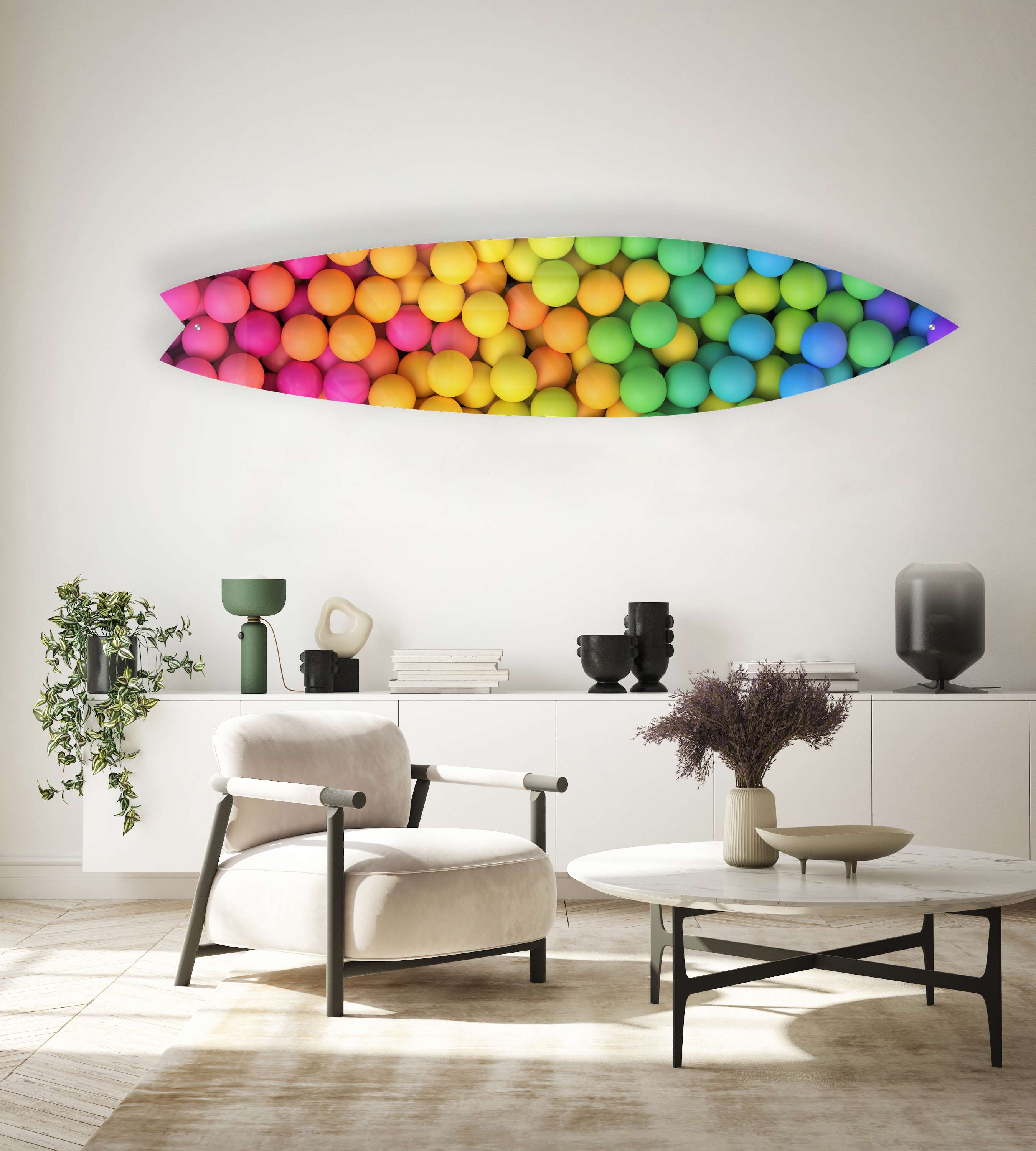 Colorful Balls Acrylic Surfboard Wall Art - Decor Addict, LLC