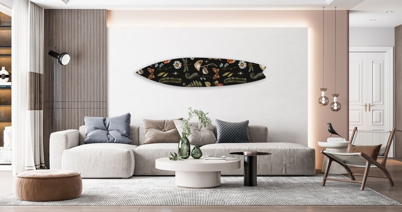 Floral Dark Flowers Printed Acrylic Surfboard Wall Art - Decor Addict, LLC