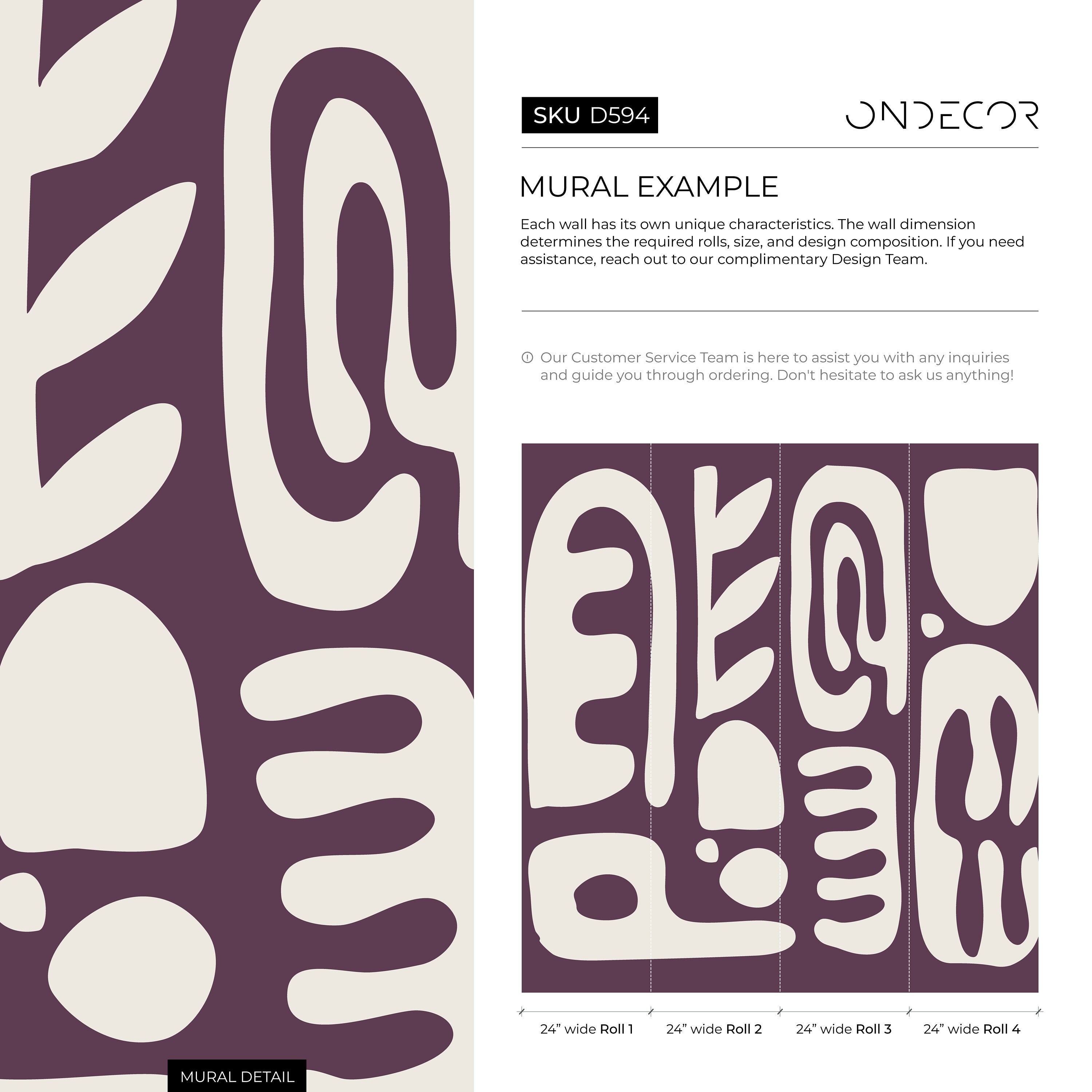 Abstract Wallpaper with Bold Organic Shapes in Purple and Beige - D594 - Decor Addict, LLC