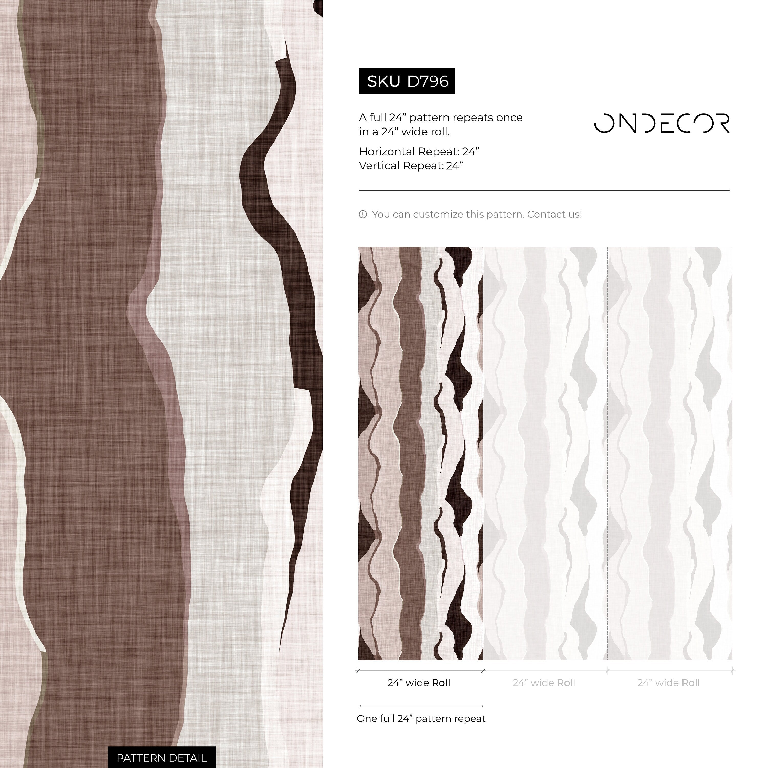 Abstract Wallpaper with Flowing Organic Layers in Brown, Beige, and Off-White - D796 - Decor Addict, LLC