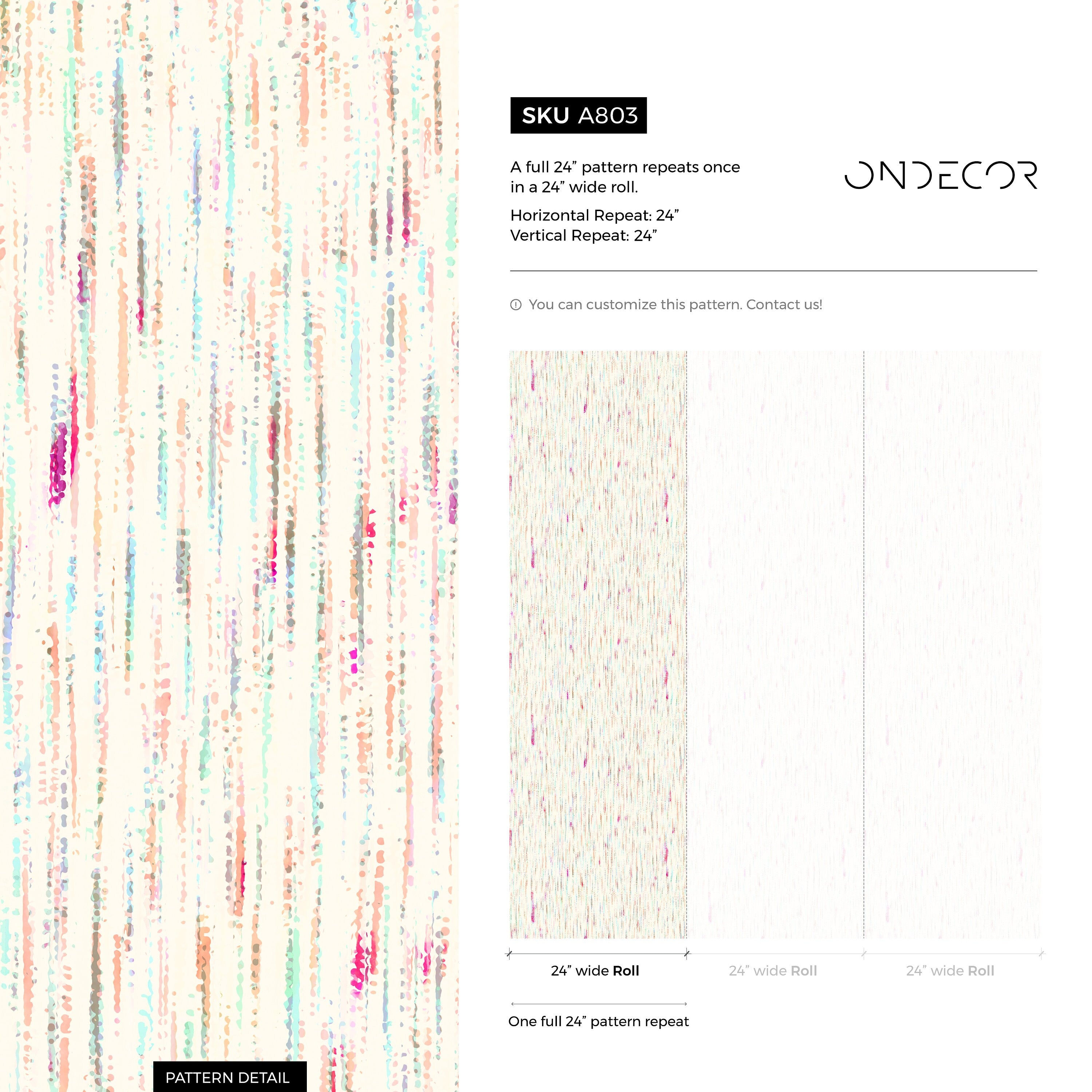 Abstract Wallpaper with Colorful Dotted Streaks in Pink, Blue, and Orange - A803 - Decor Addict, LLC