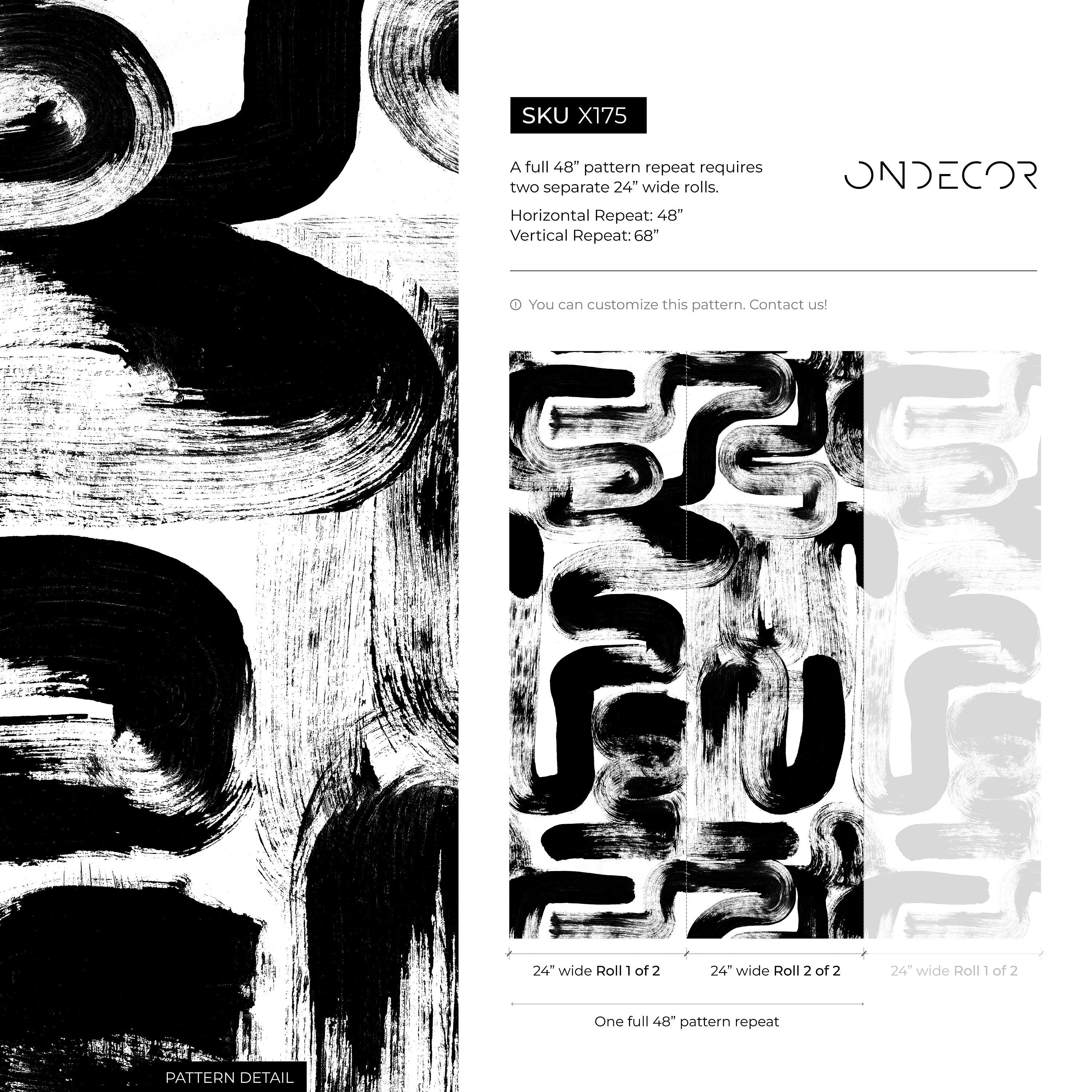 Abstract Wallpaper with Bold Brushstrokes in Black and White - X175 - Decor Addict, LLC