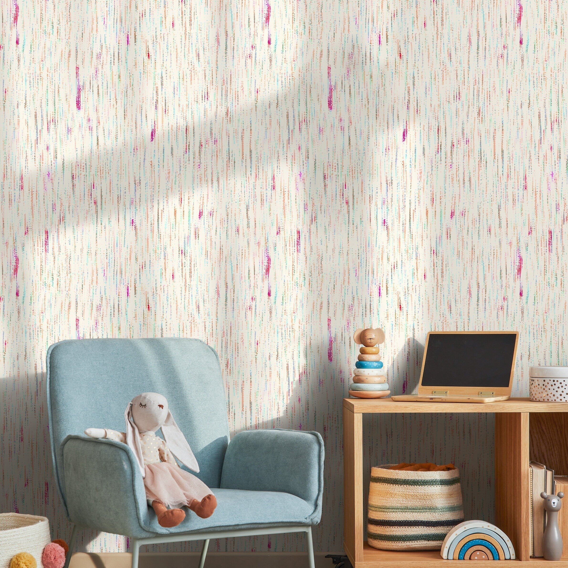 Abstract Wallpaper with Colorful Dotted Streaks in Pink, Blue, and Orange - A803 - Decor Addict, LLC