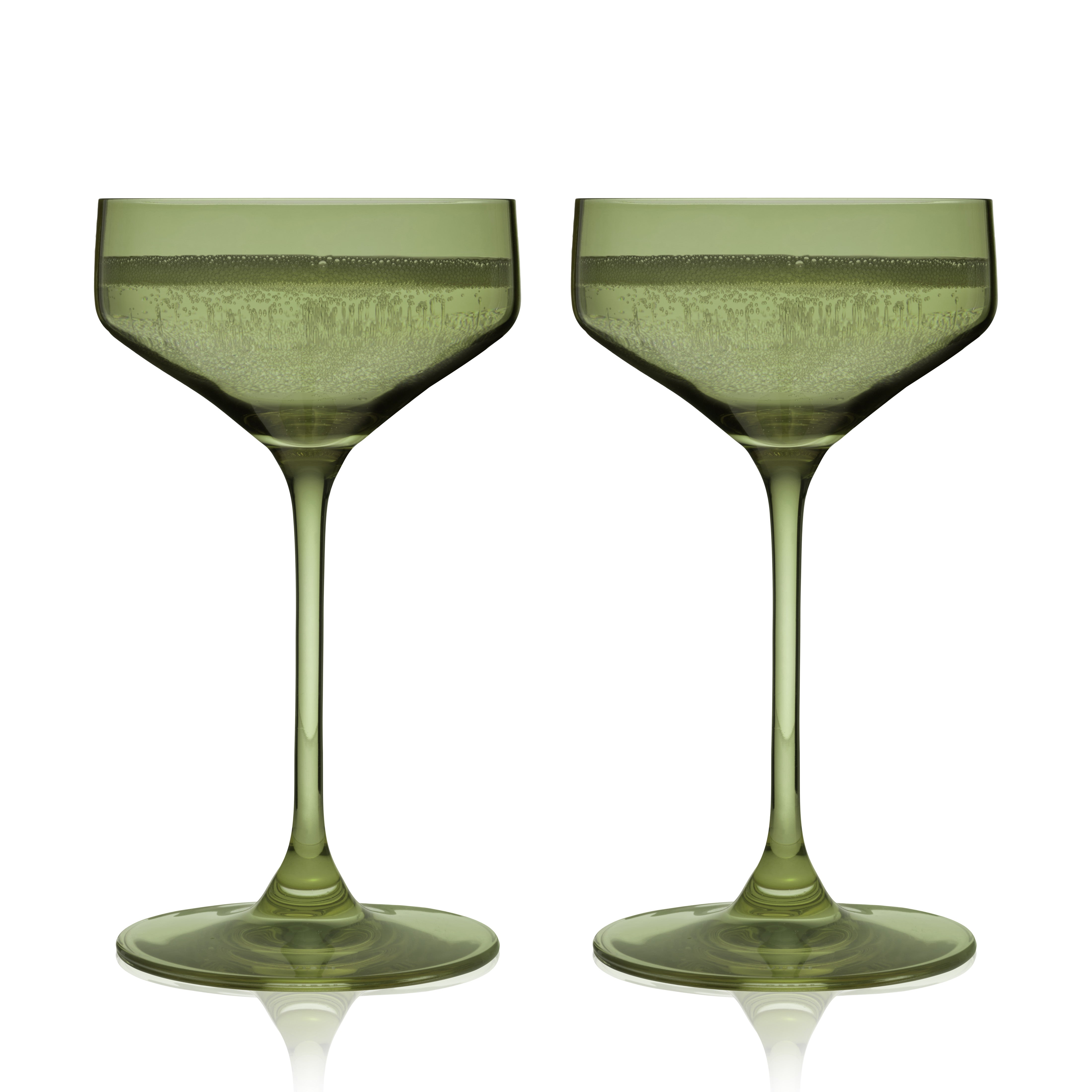Reserve Nouveau Crystal Coupe Glasses in Sage Set of 2 - Decor Addict, LLC