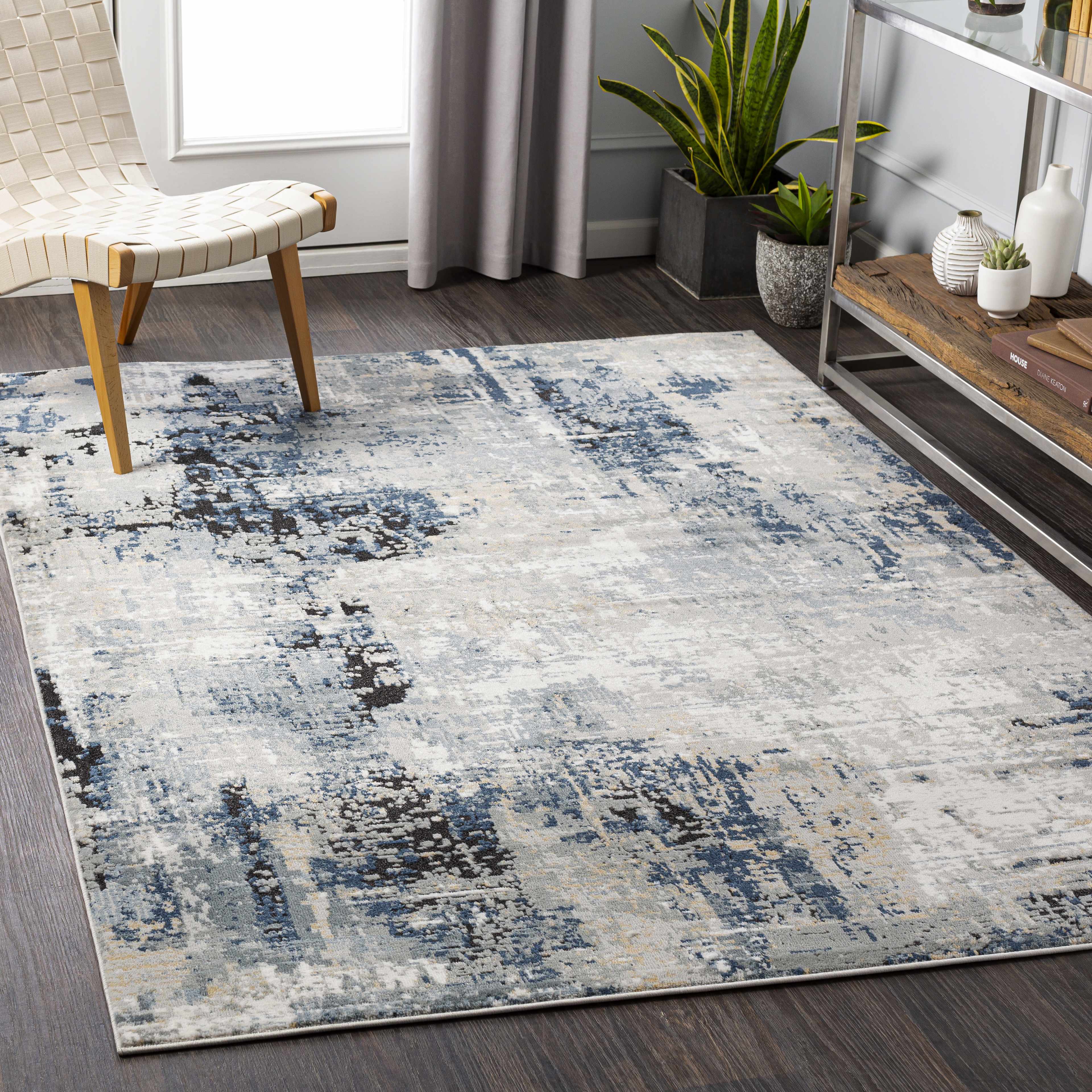 Campsall Gray&Blue Abstract Area Rug - Decor Addict, LLC