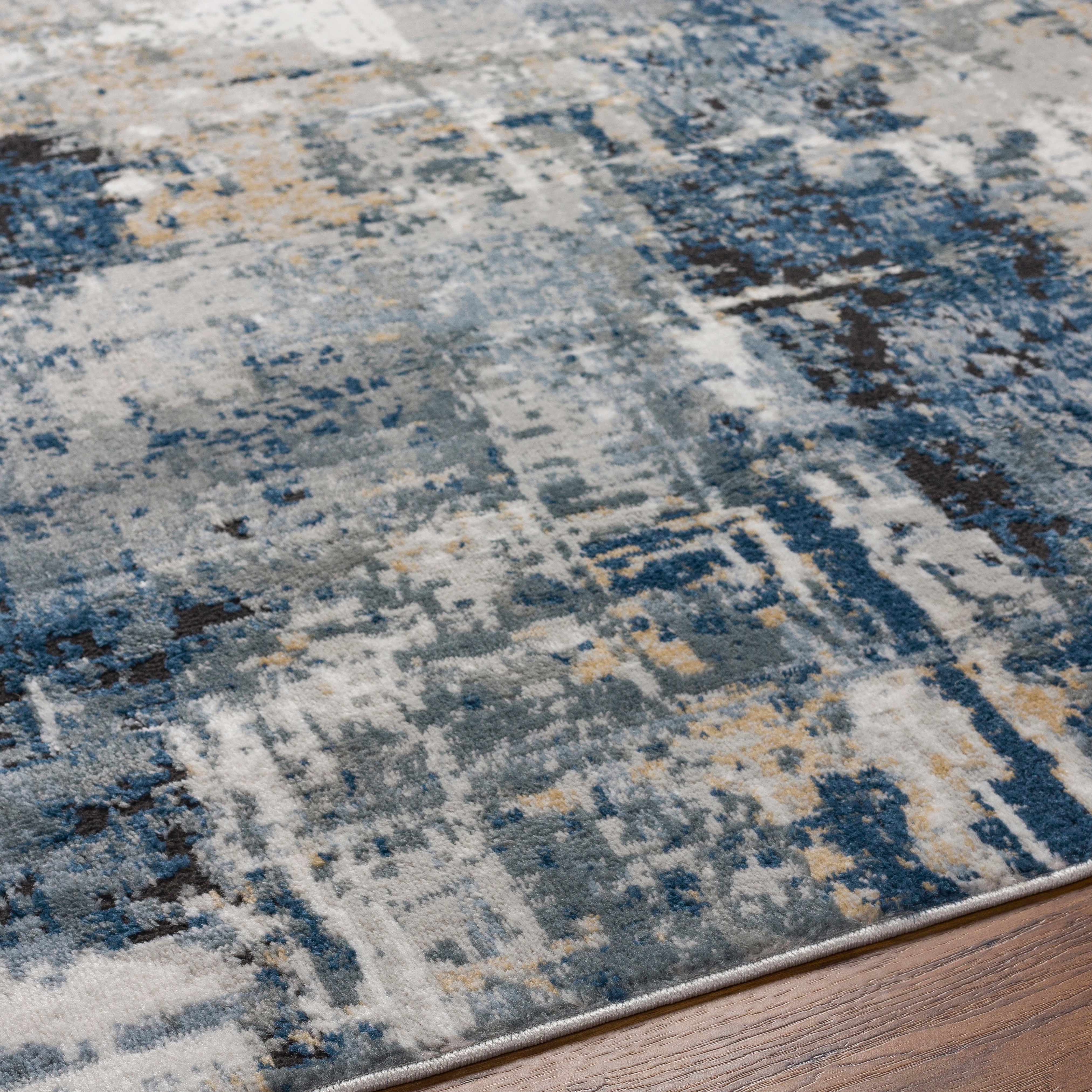 Campsall Gray&Blue Abstract Area Rug - Decor Addict, LLC