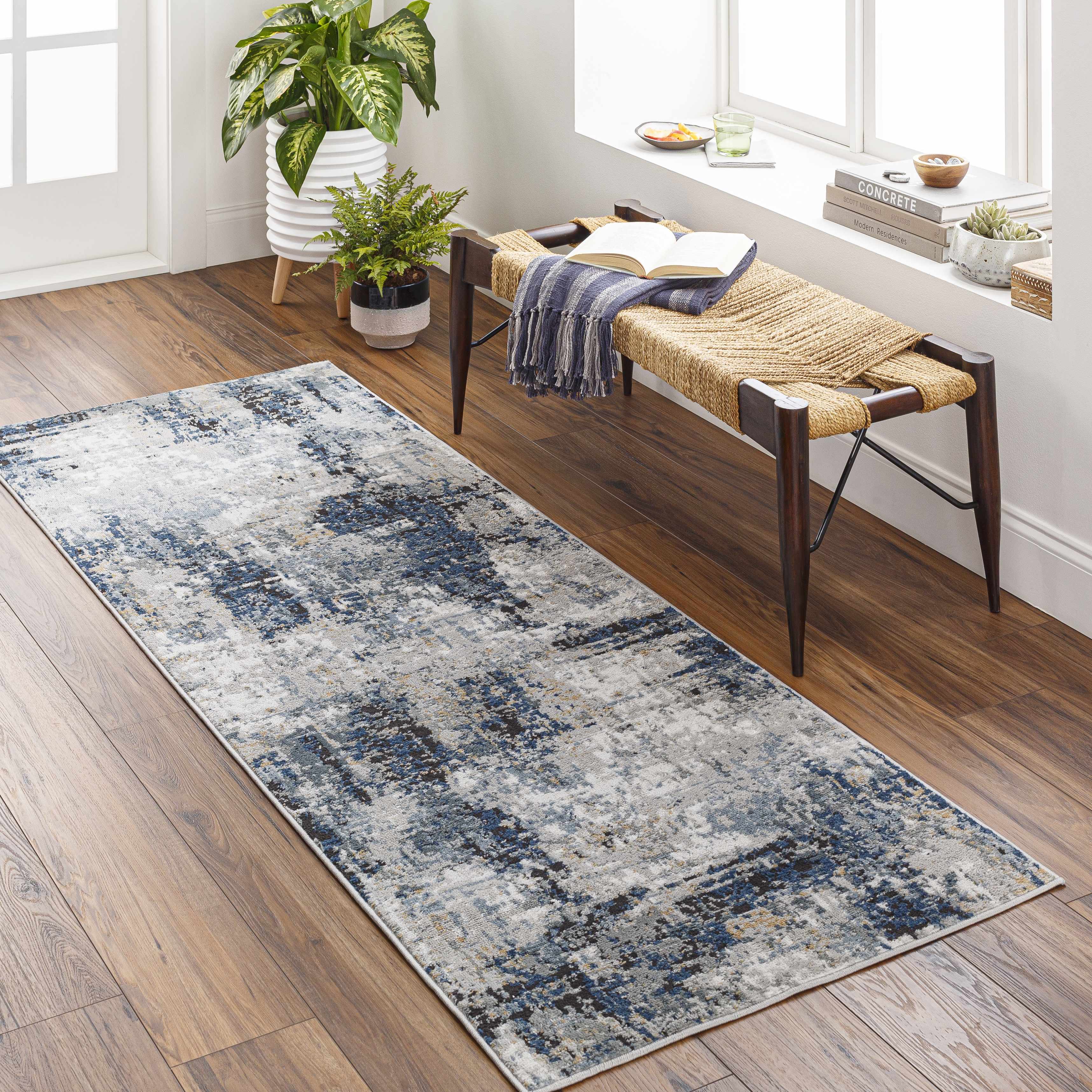 Campsall Gray&Blue Abstract Area Rug - Decor Addict, LLC