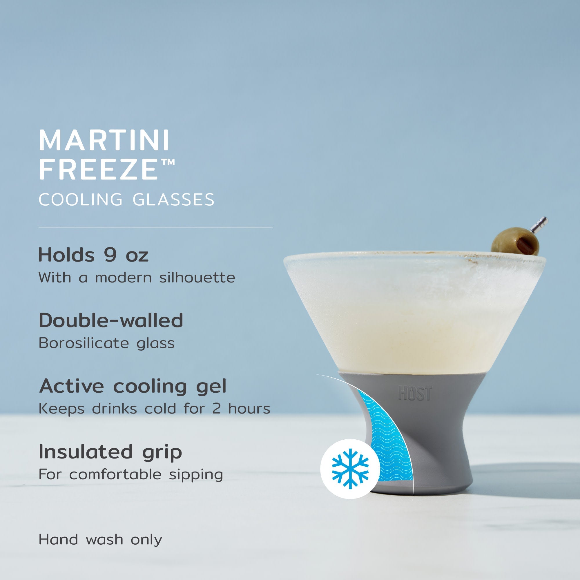Glass Martini FREEZE™ in Gray, Set of 2 - Decor Addict, LLC