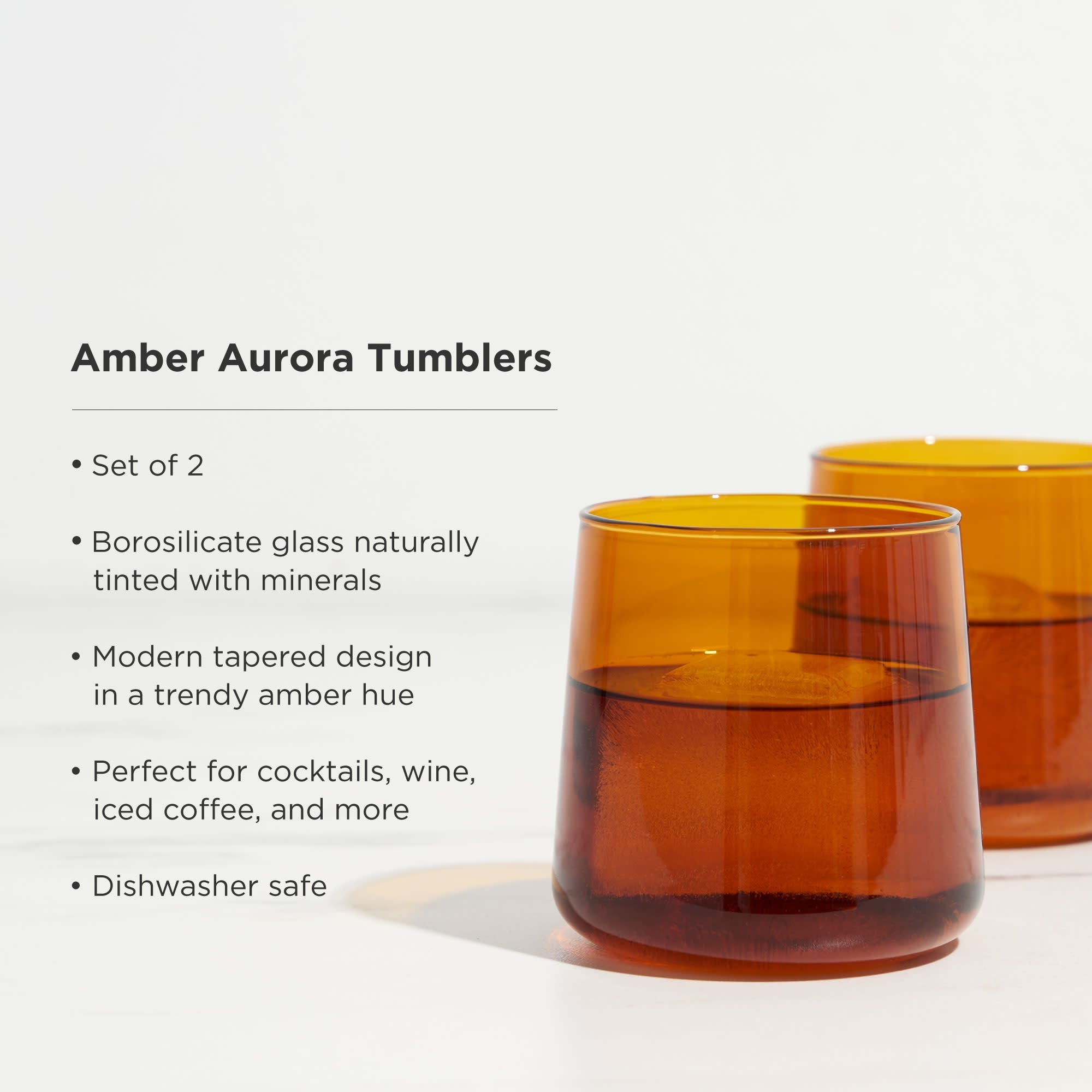 Aurora Amber Cocktail Tumblers, Set of 2 - Decor Addict, LLC