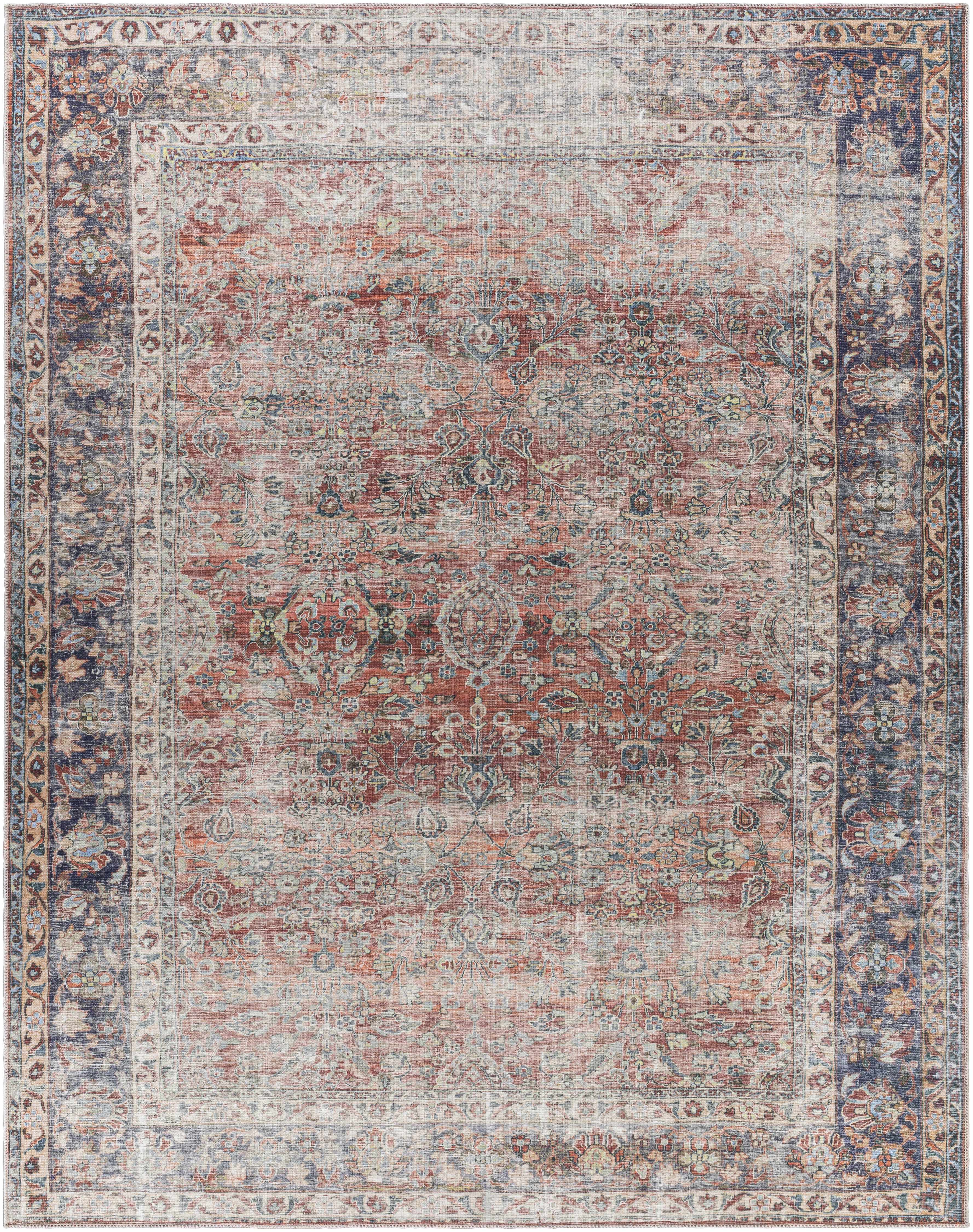Rust Anahawan Distressed Washable Area Rug - Decor Addict, LLC