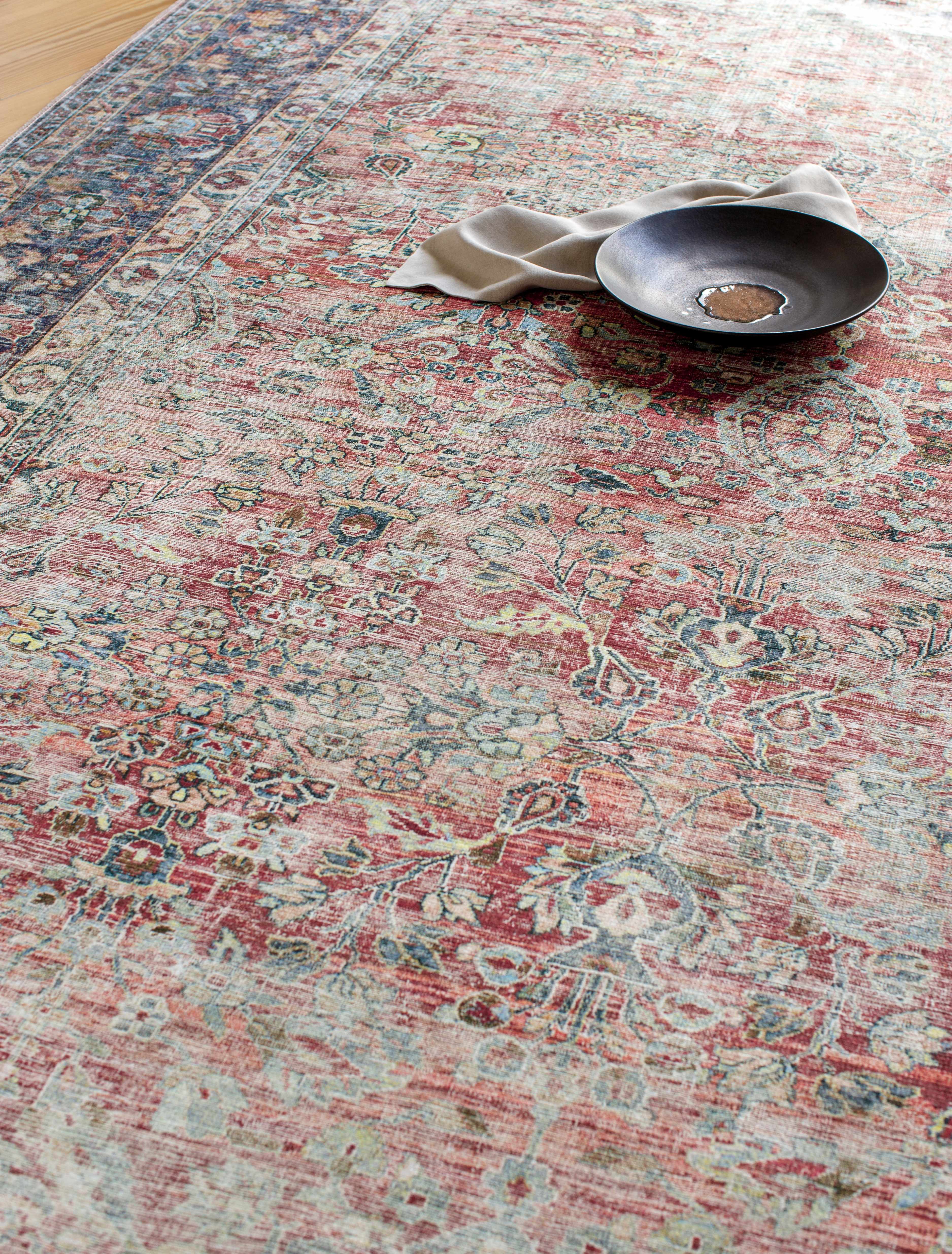 Rust Anahawan Distressed Washable Area Rug - Decor Addict, LLC