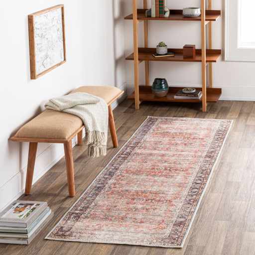 Rust Anahawan Distressed Washable Area Rug - Decor Addict, LLC