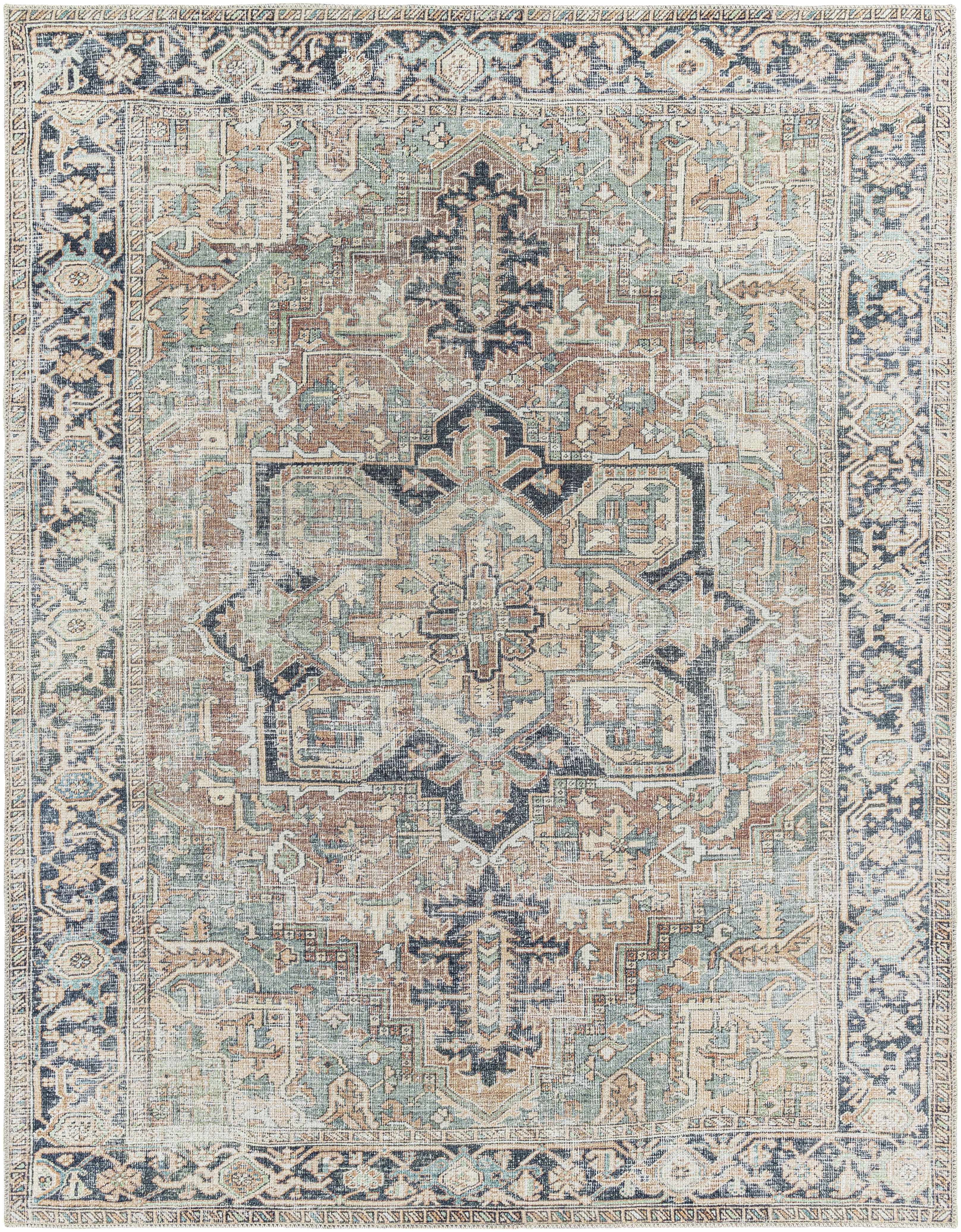 Green Nisa Vintage Washable Area Rug - Decor Addict, LLC