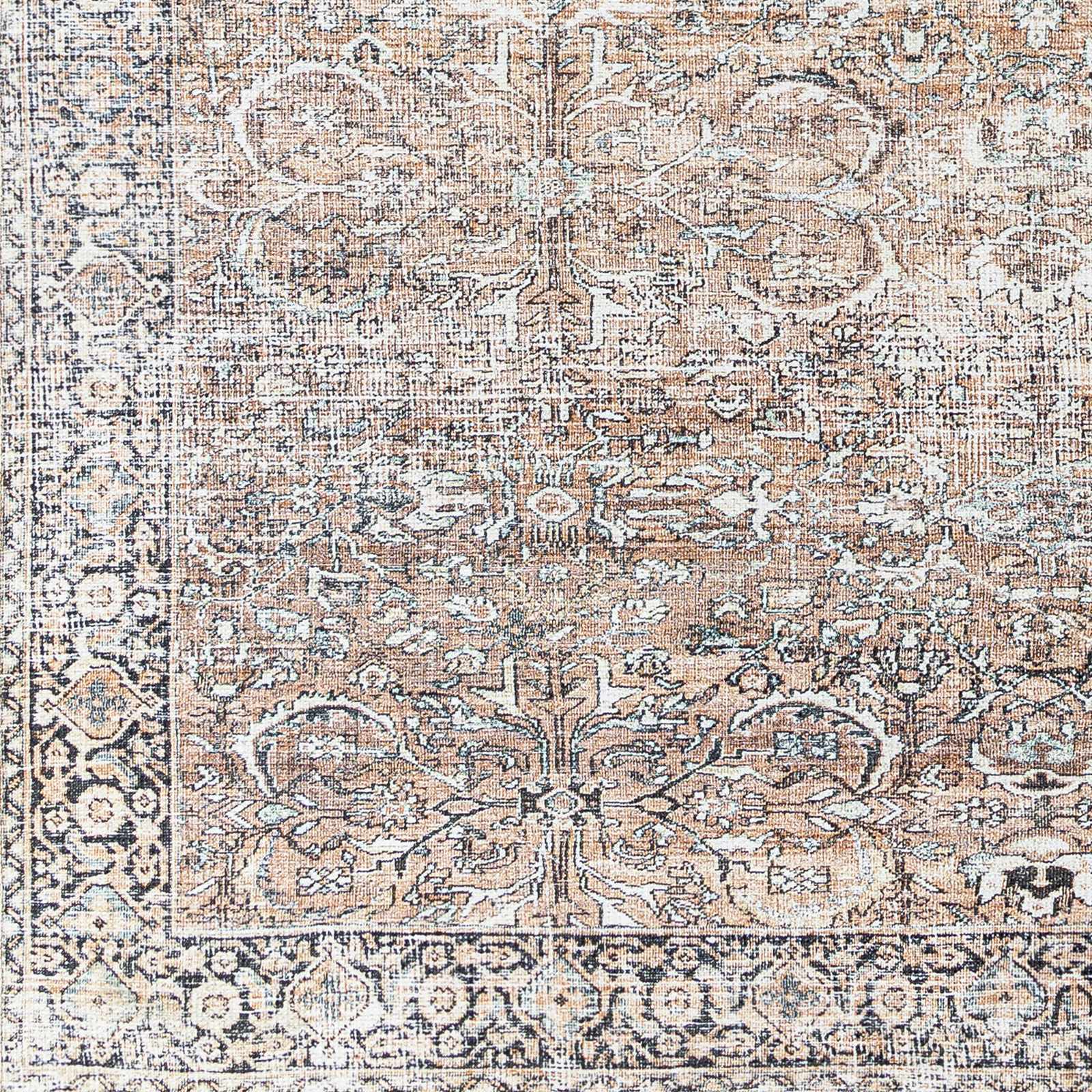 Tan Jill Vintage Washable Area Rug - Decor Addict, LLC