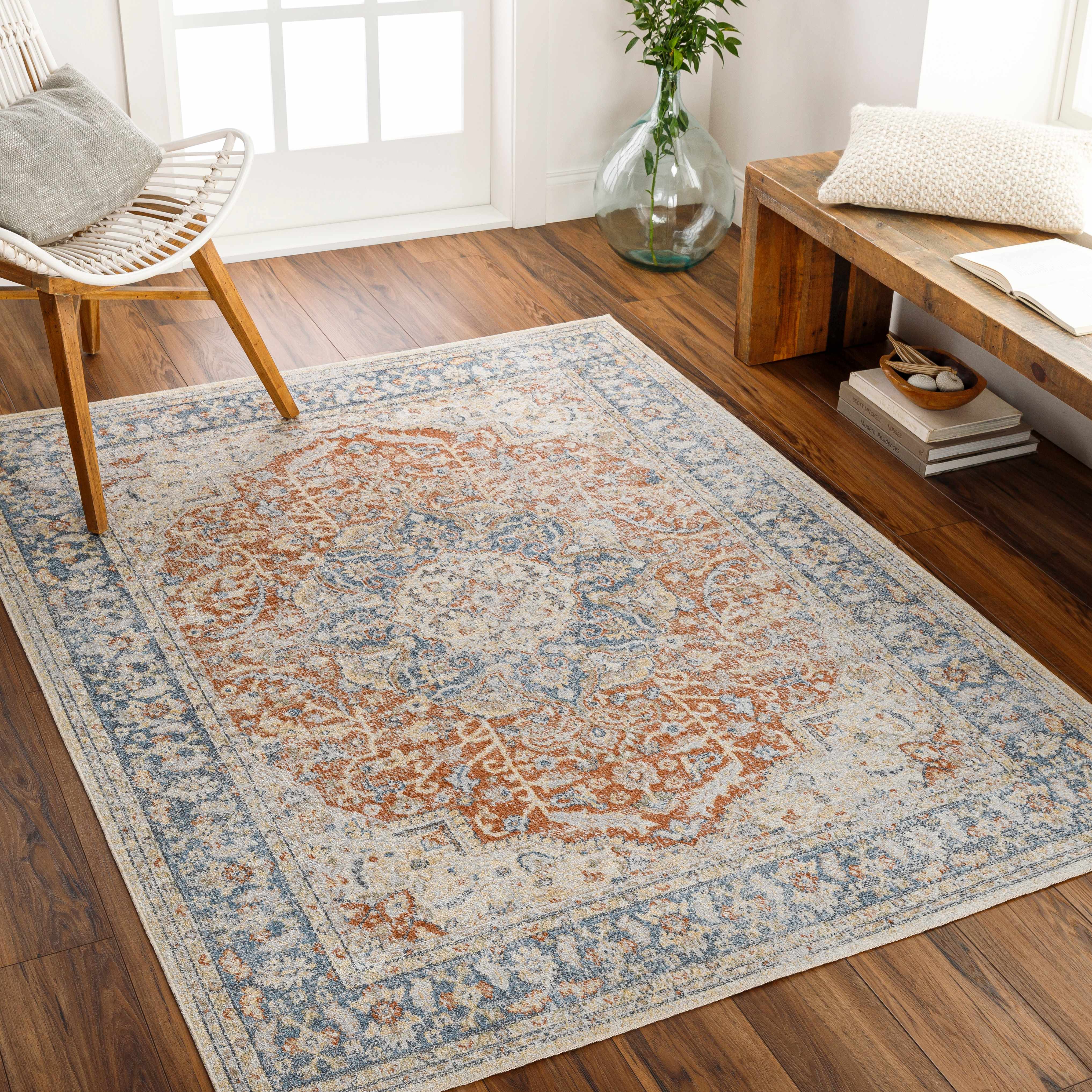 Emke Rust Washable Area Rug - Decor Addict, LLC