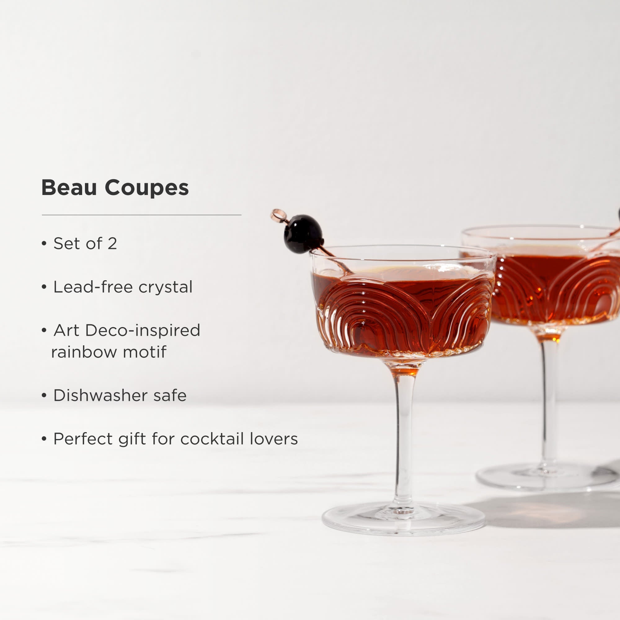 Beau Crystal Cocktail Coupes - Decor Addict, LLC