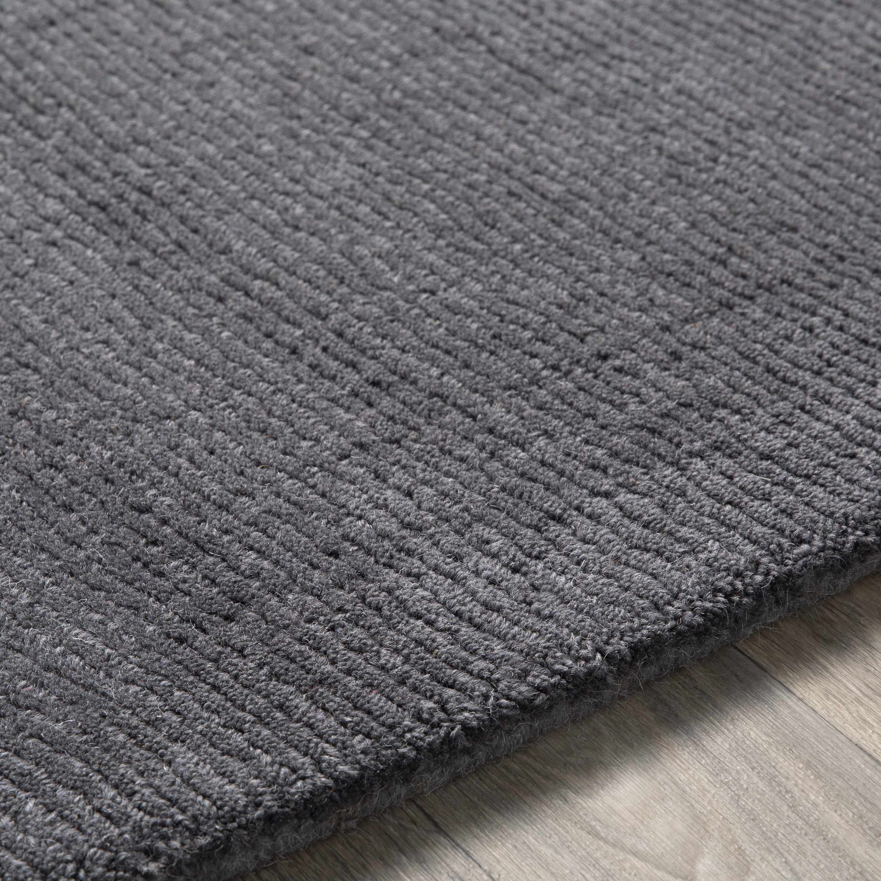 Brockton Solid Wool Charcoal Area Rug - Decor Addict, LLC