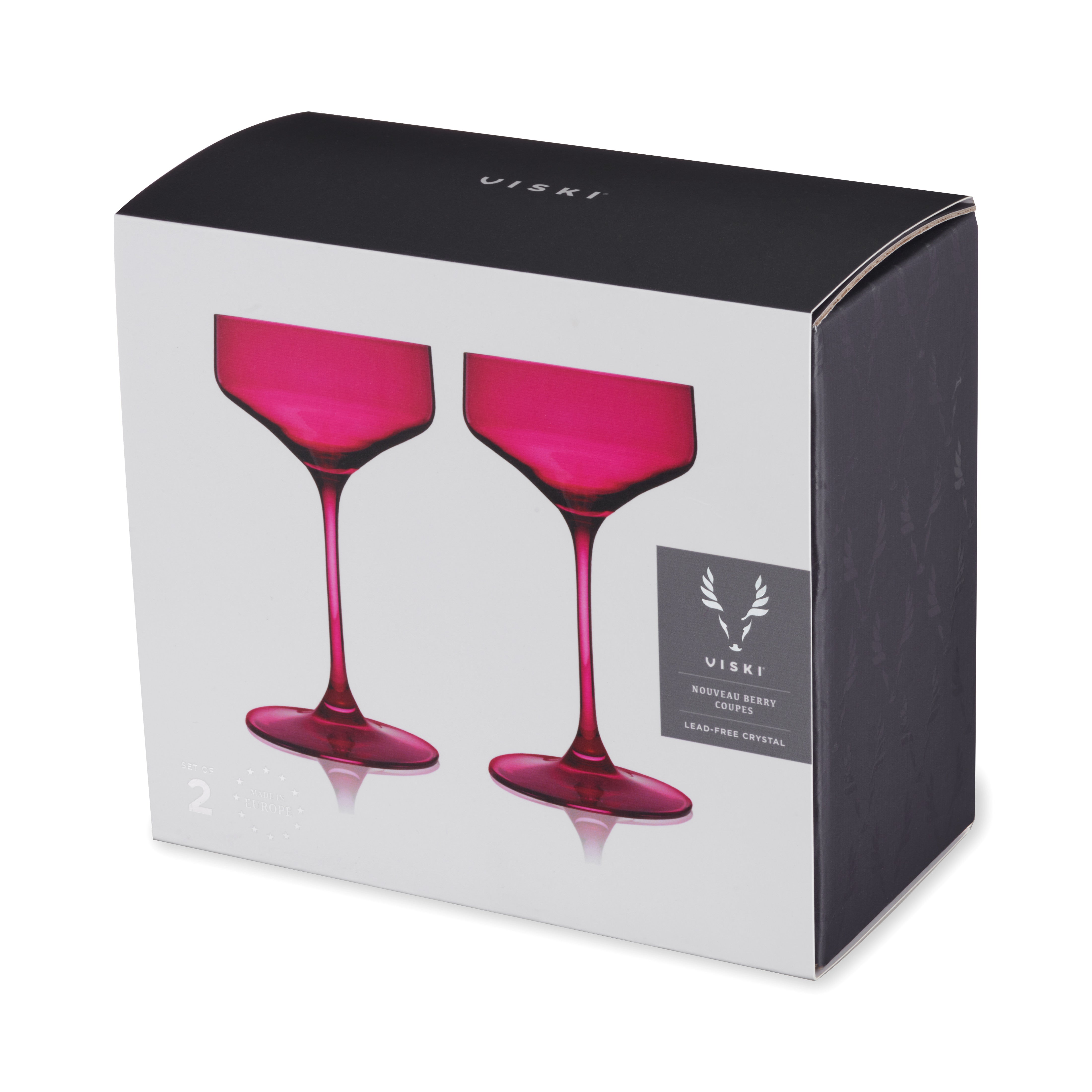 Reserve Nouveau Crystal Coupe Glasses in Berry Set of 2 - Decor Addict, LLC